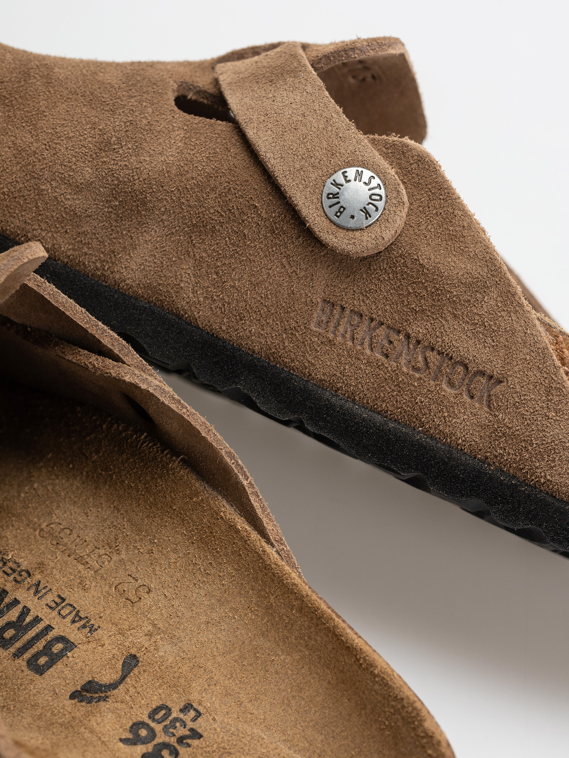 Șlapi Birkenstock Boston Suede Leather Narrow (dark tea)