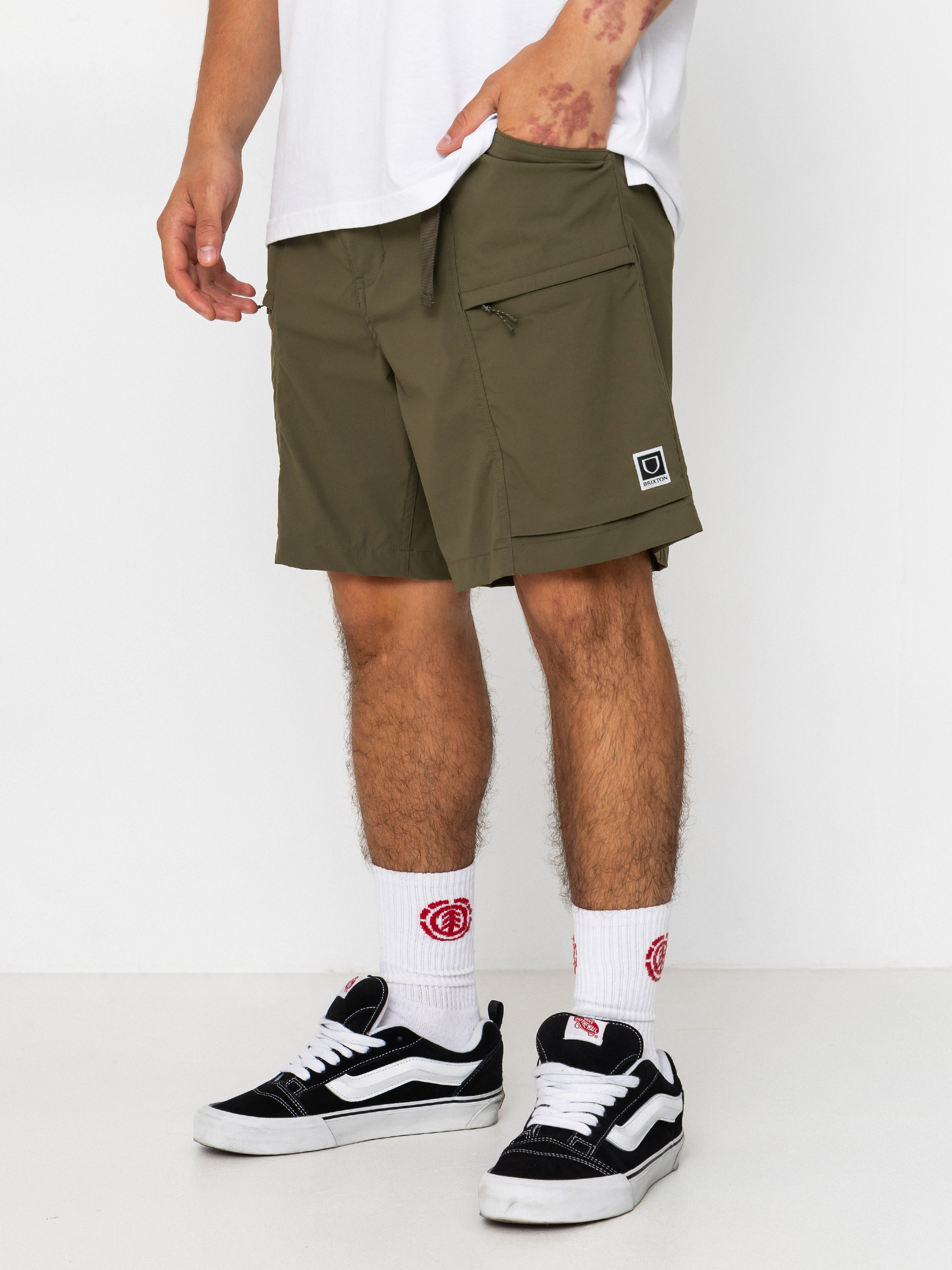 Pantaloni scurți Brixton Journey Utility (dark olive)