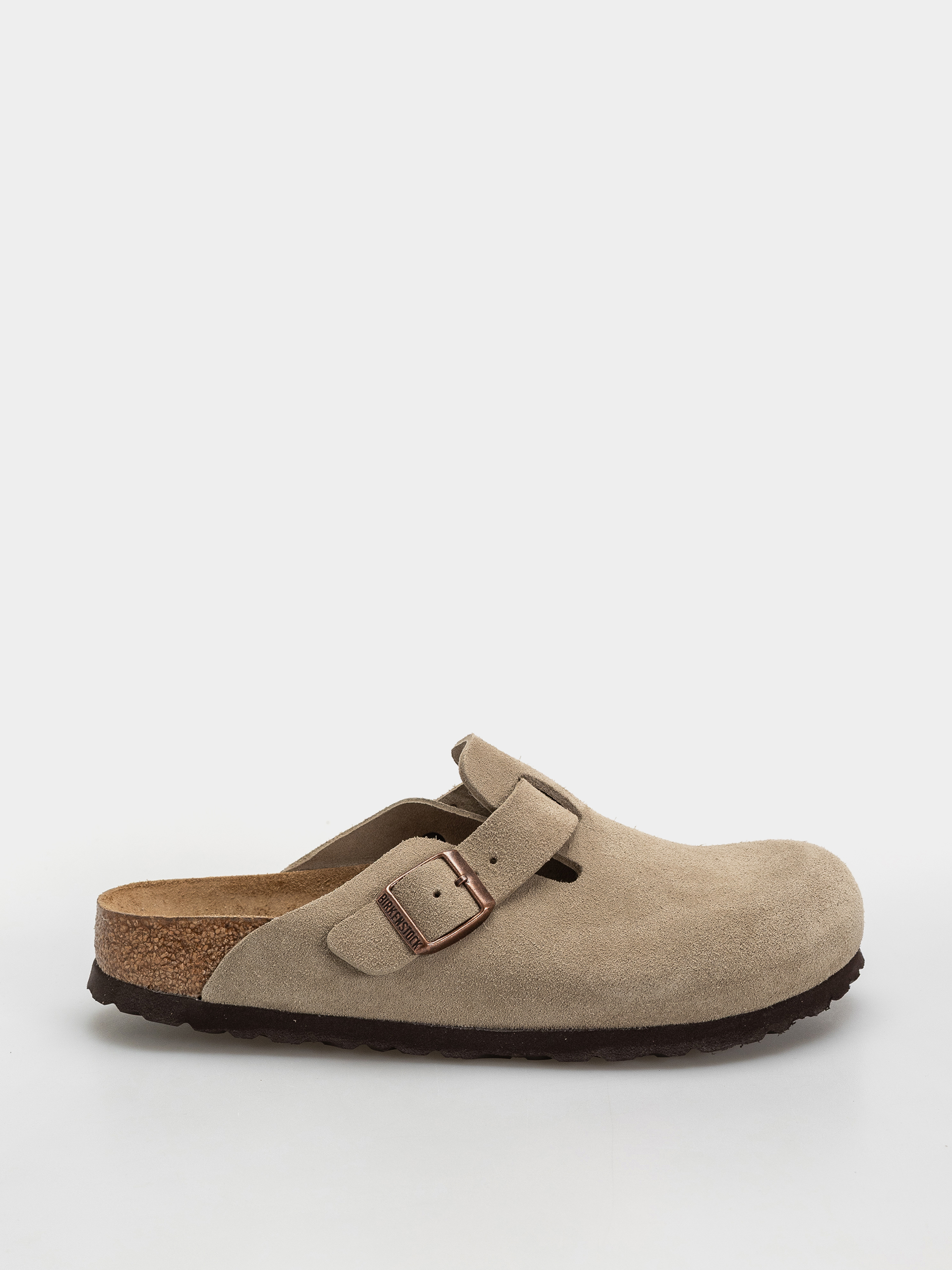 Șlapi Birkenstock Boston Soft Footbed Suede Leather Narrow (taupe)