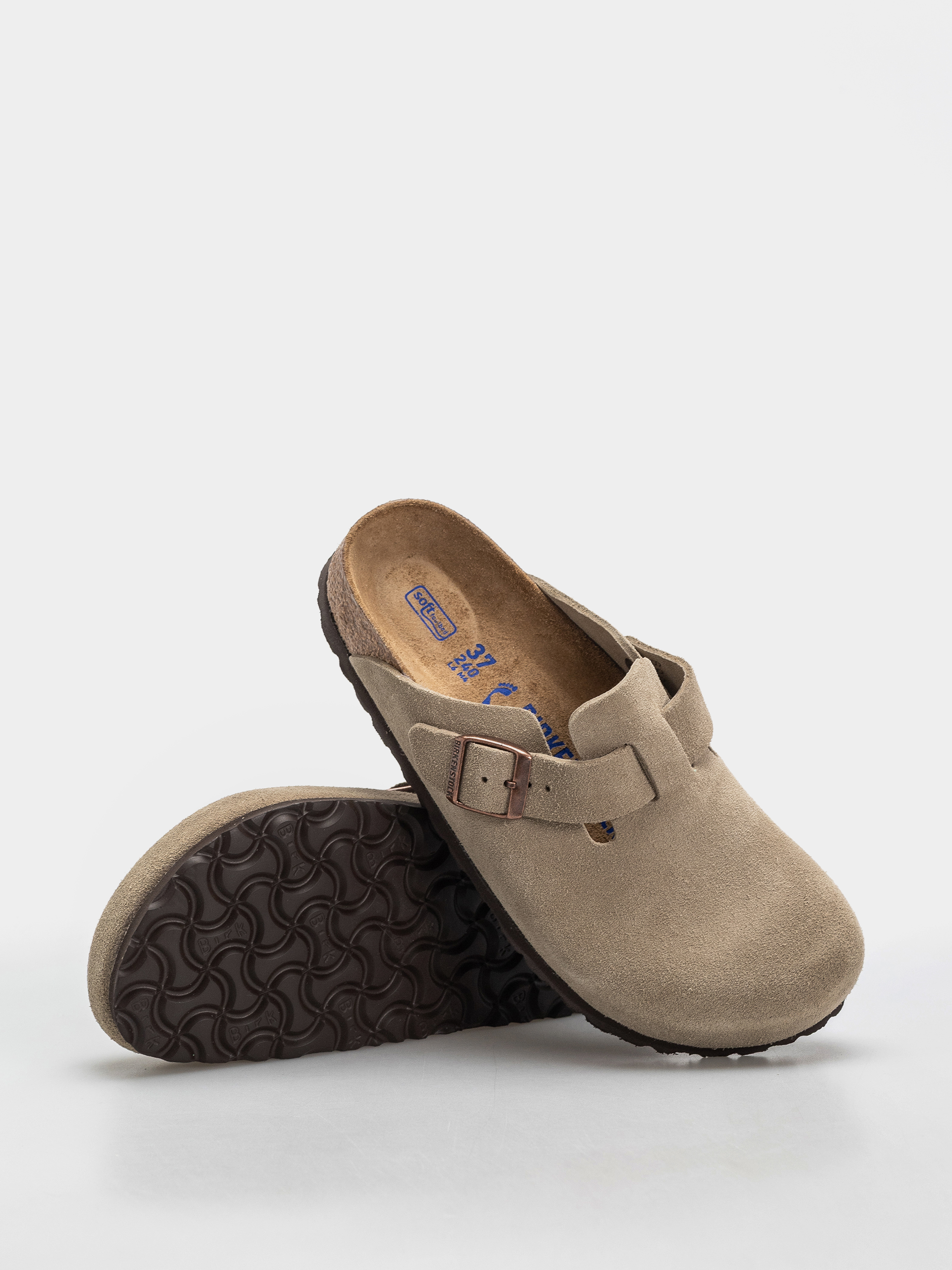 Șlapi Birkenstock Boston Soft Footbed Suede Leather Narrow (taupe)