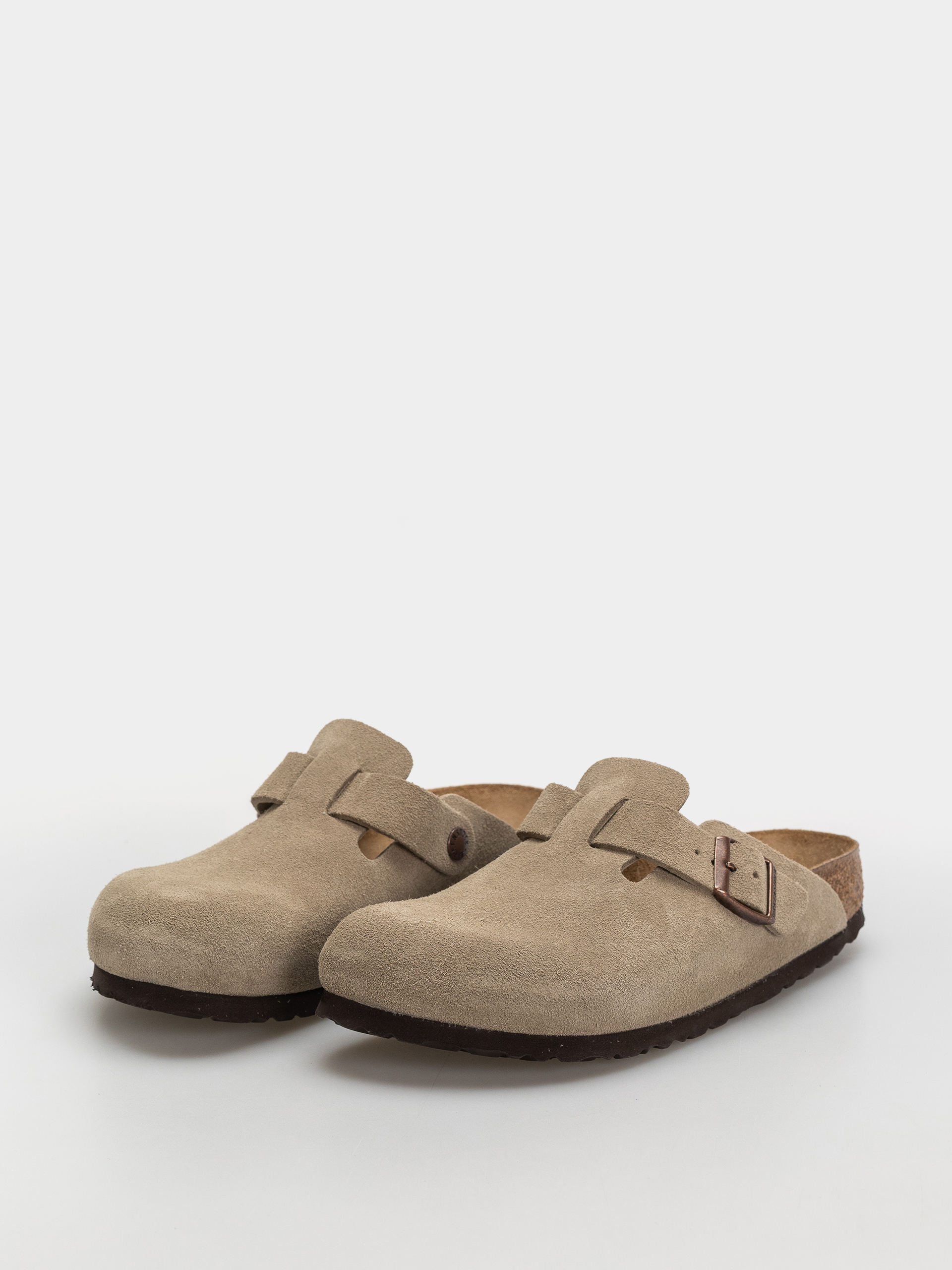 Șlapi Birkenstock Boston Soft Footbed Suede Leather Narrow (taupe)