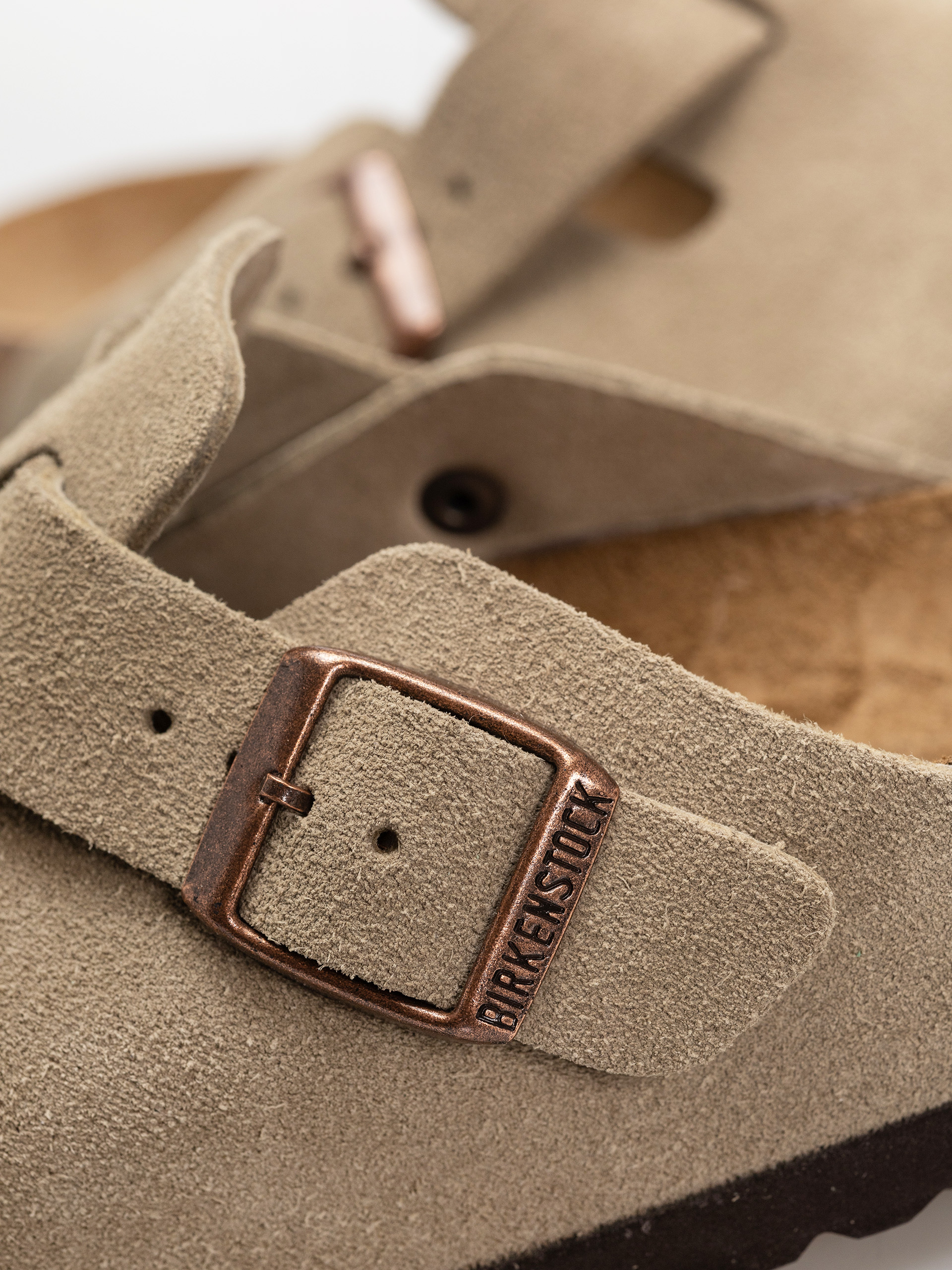 Șlapi Birkenstock Boston Soft Footbed Suede Leather Narrow (taupe)
