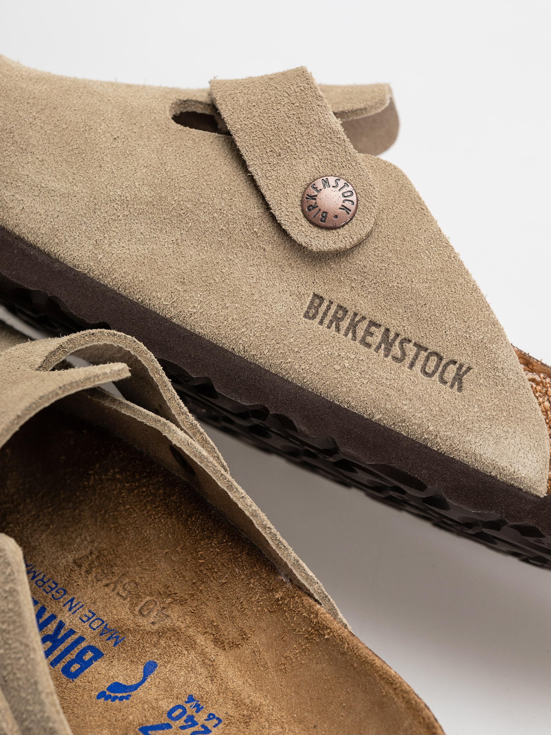 Șlapi Birkenstock Boston Soft Footbed Suede Leather Narrow (taupe)
