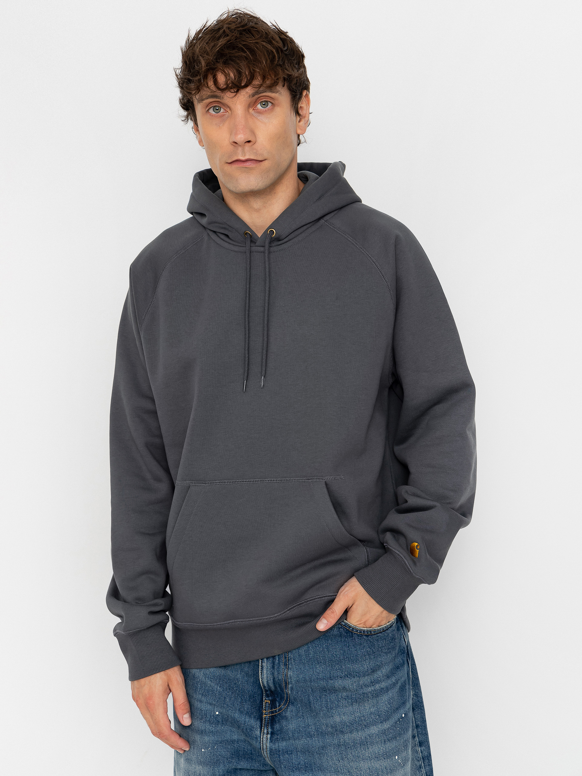 Hanorac cu glugă Carhartt WIP Chase HD (styx/gold)