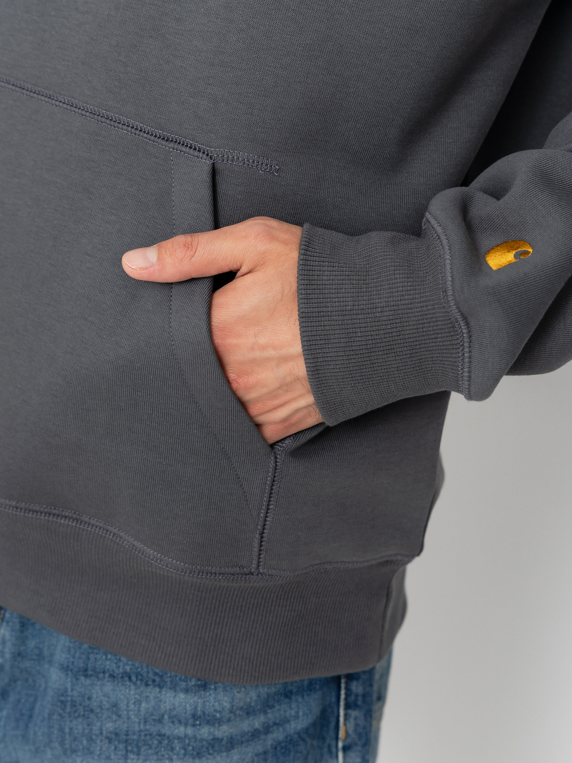 Hanorac cu glugă Carhartt WIP Chase HD (styx/gold)