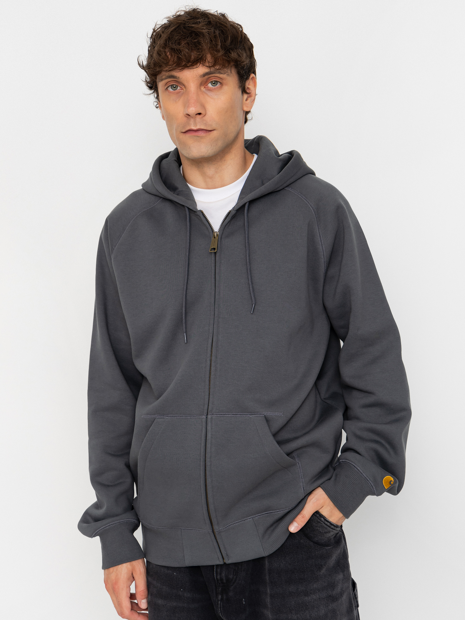 Hanorac cu glugă Carhartt WIP Chase ZHD (styx/gold)