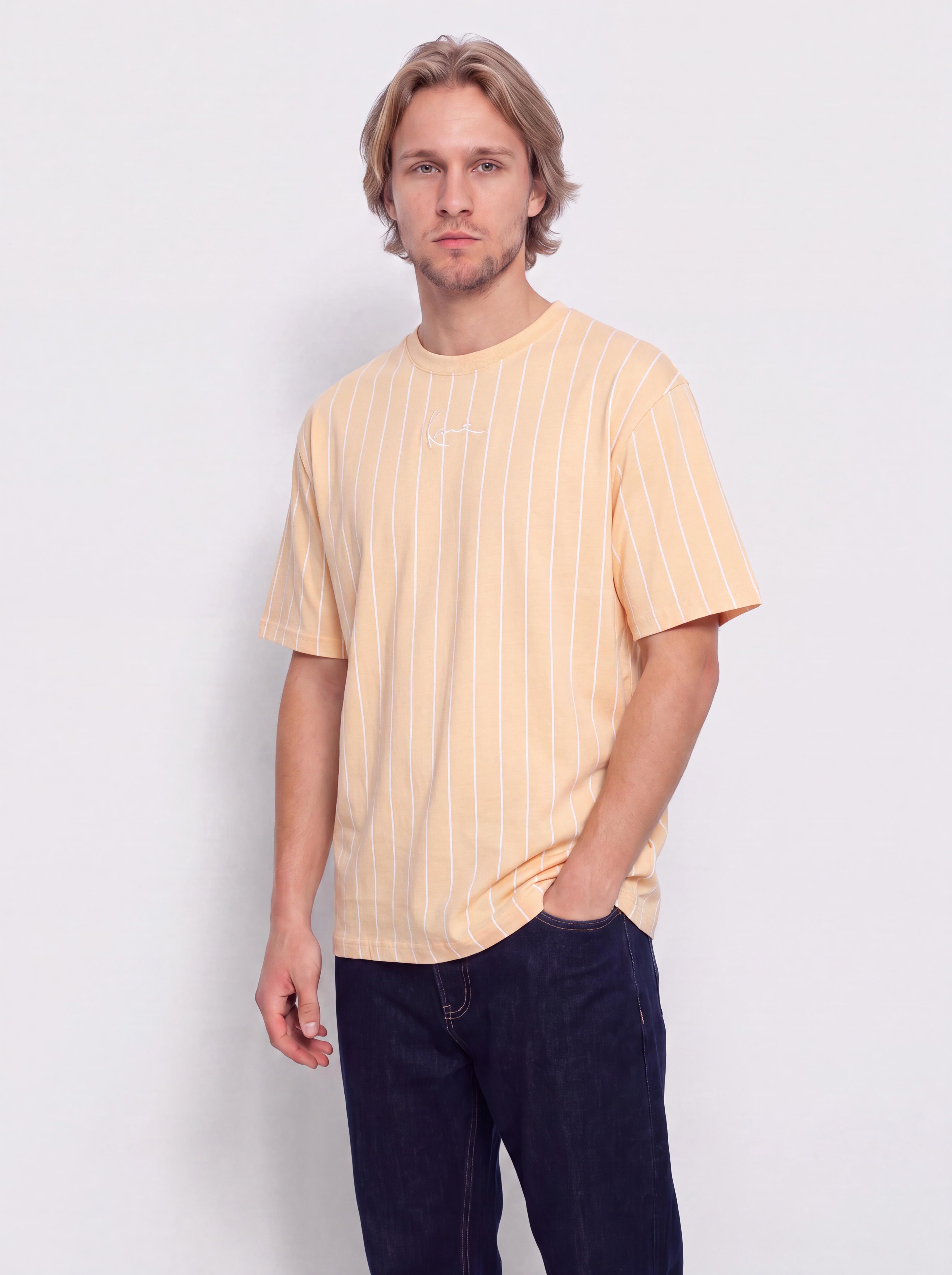 Tricou Karl Kani Small Signature Essential Pinstripe (orange)