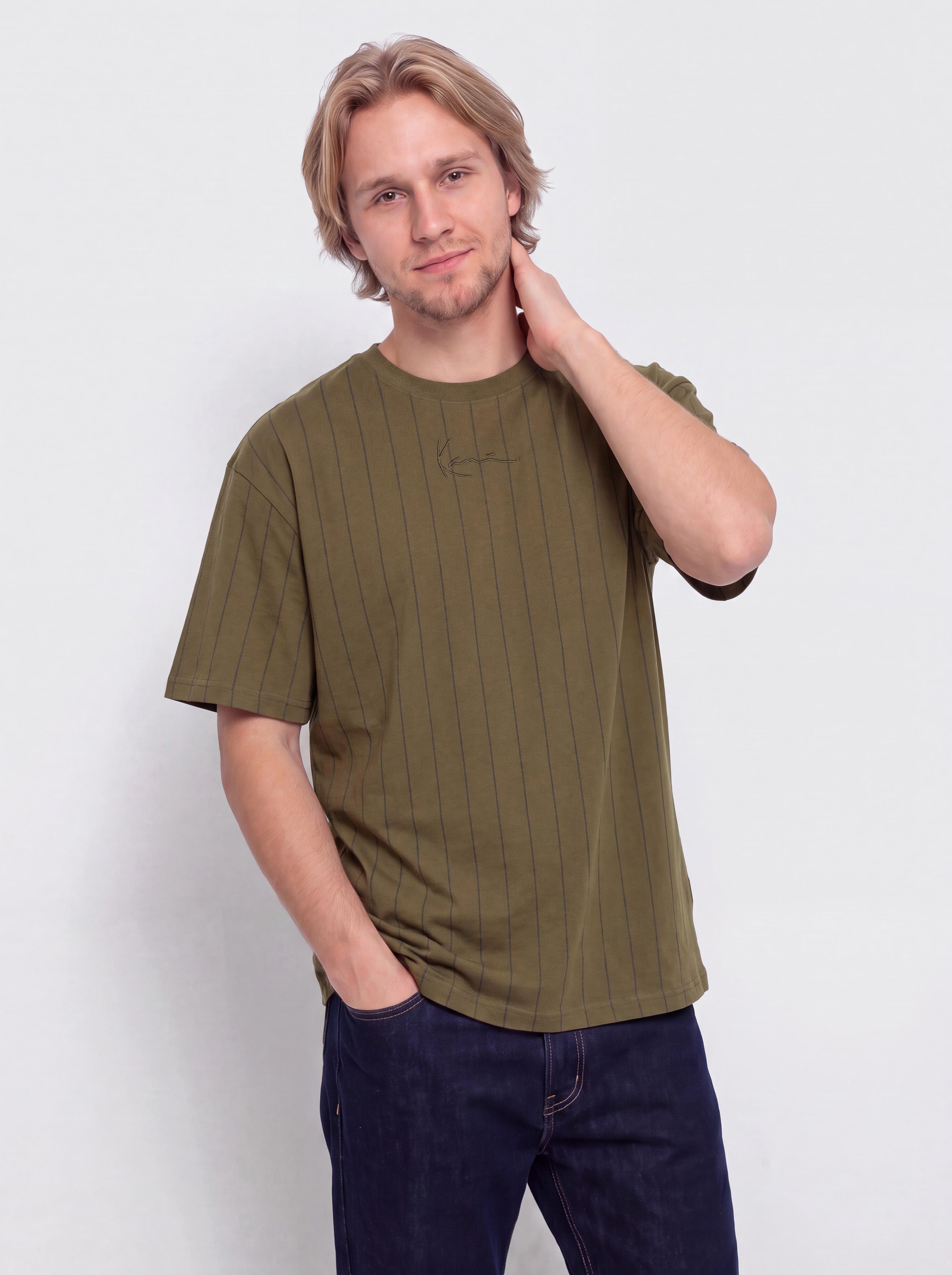 Tricou Karl Kani Small Signature Essential Pinstripe (green)