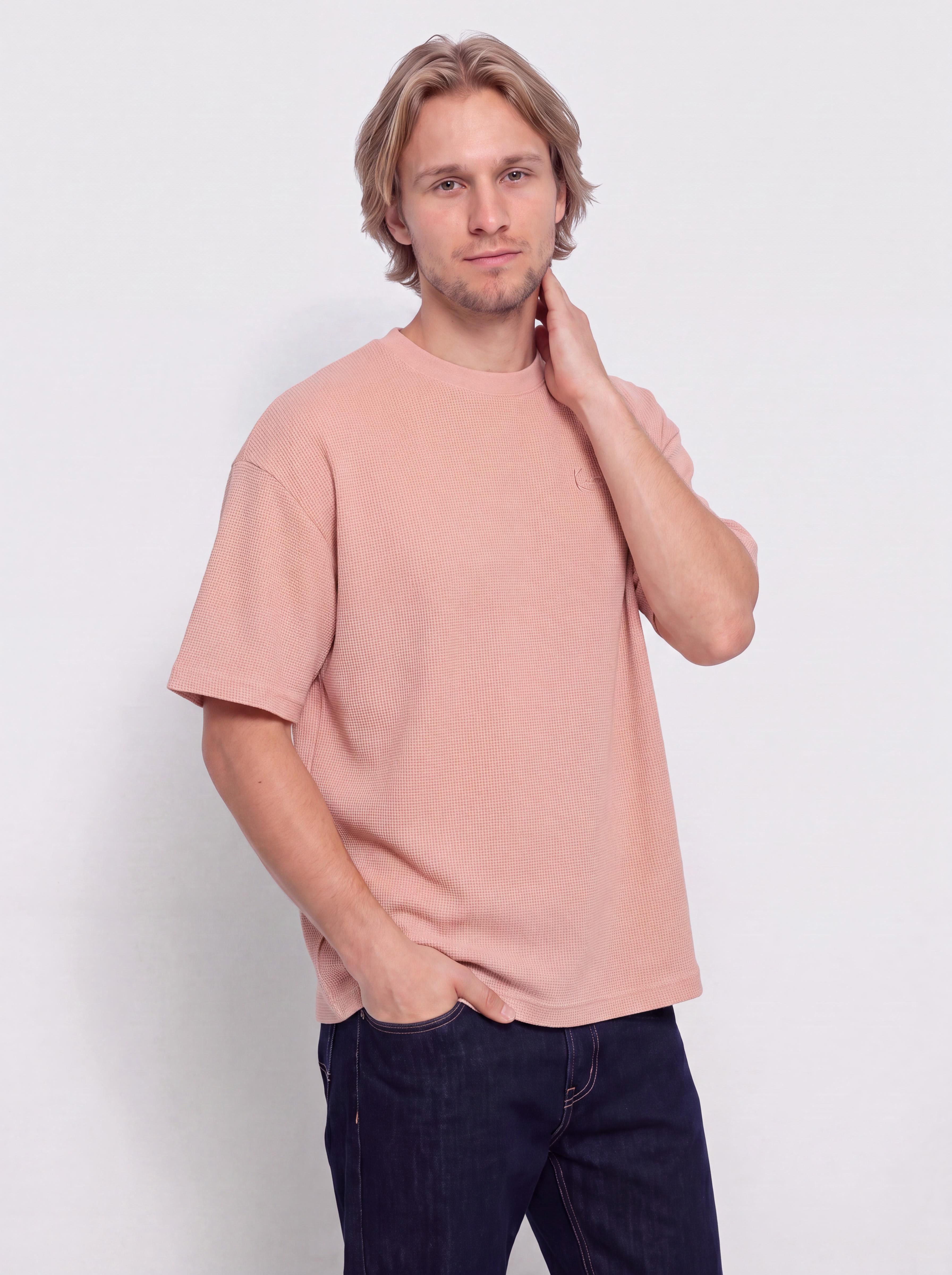 Tricou Karl Kani Signature Waffle Oversized (pink)