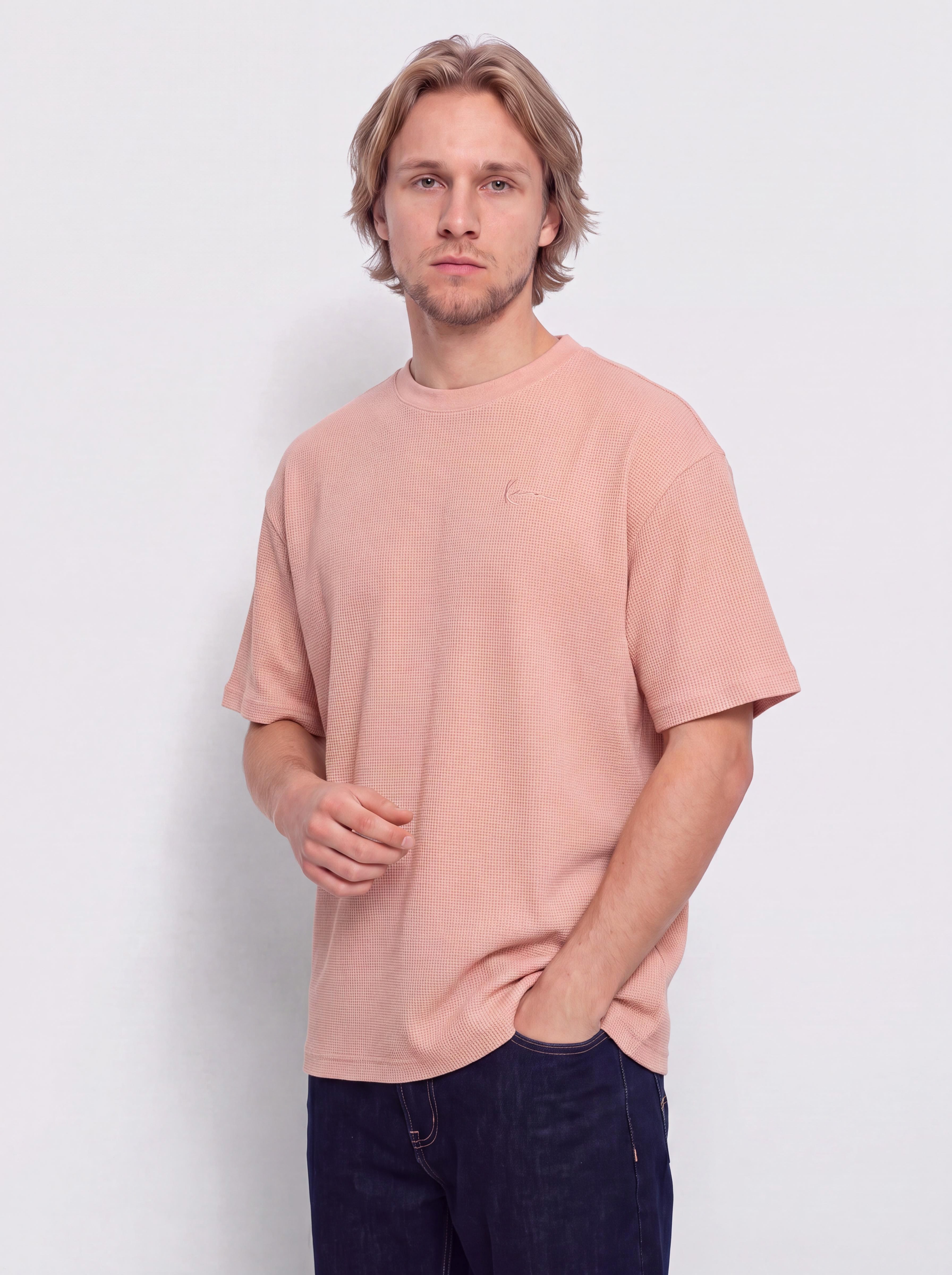 Tricou Karl Kani Signature Waffle Oversized (pink)