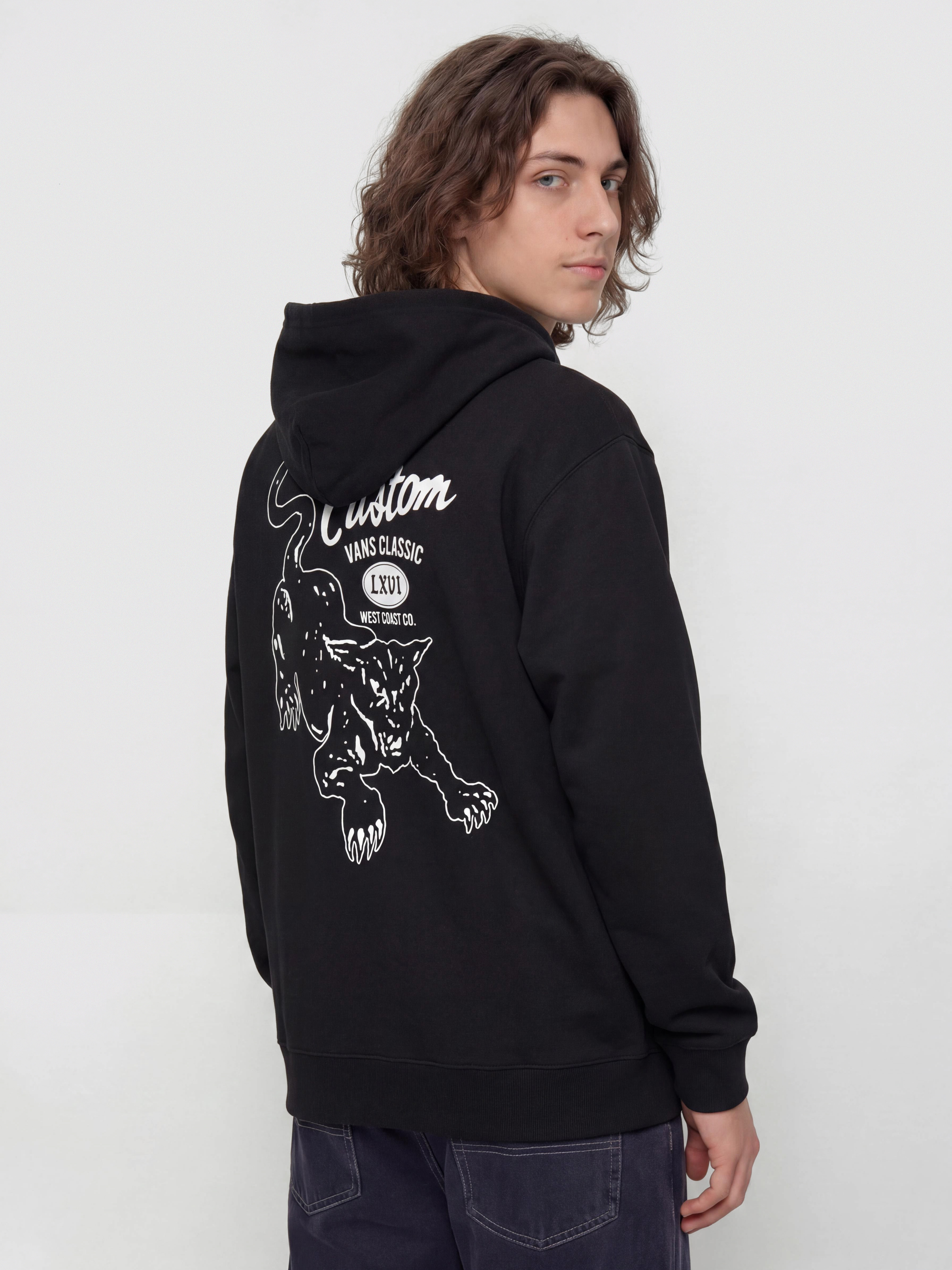 Hanorac cu glugă Vans Custom Cat HD (black)