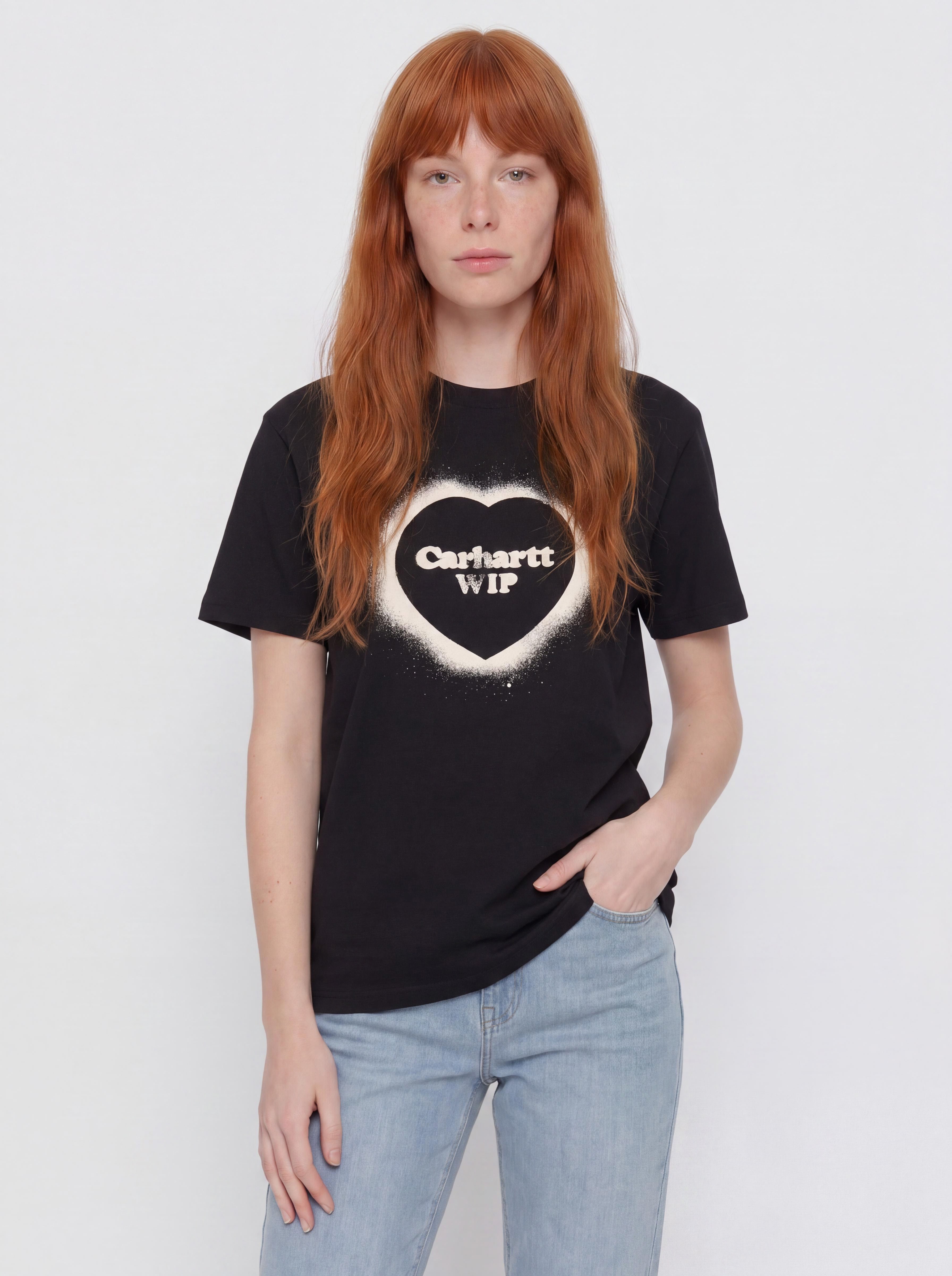 Tricou Carhartt WIP Spray Heart Wmn (black)
