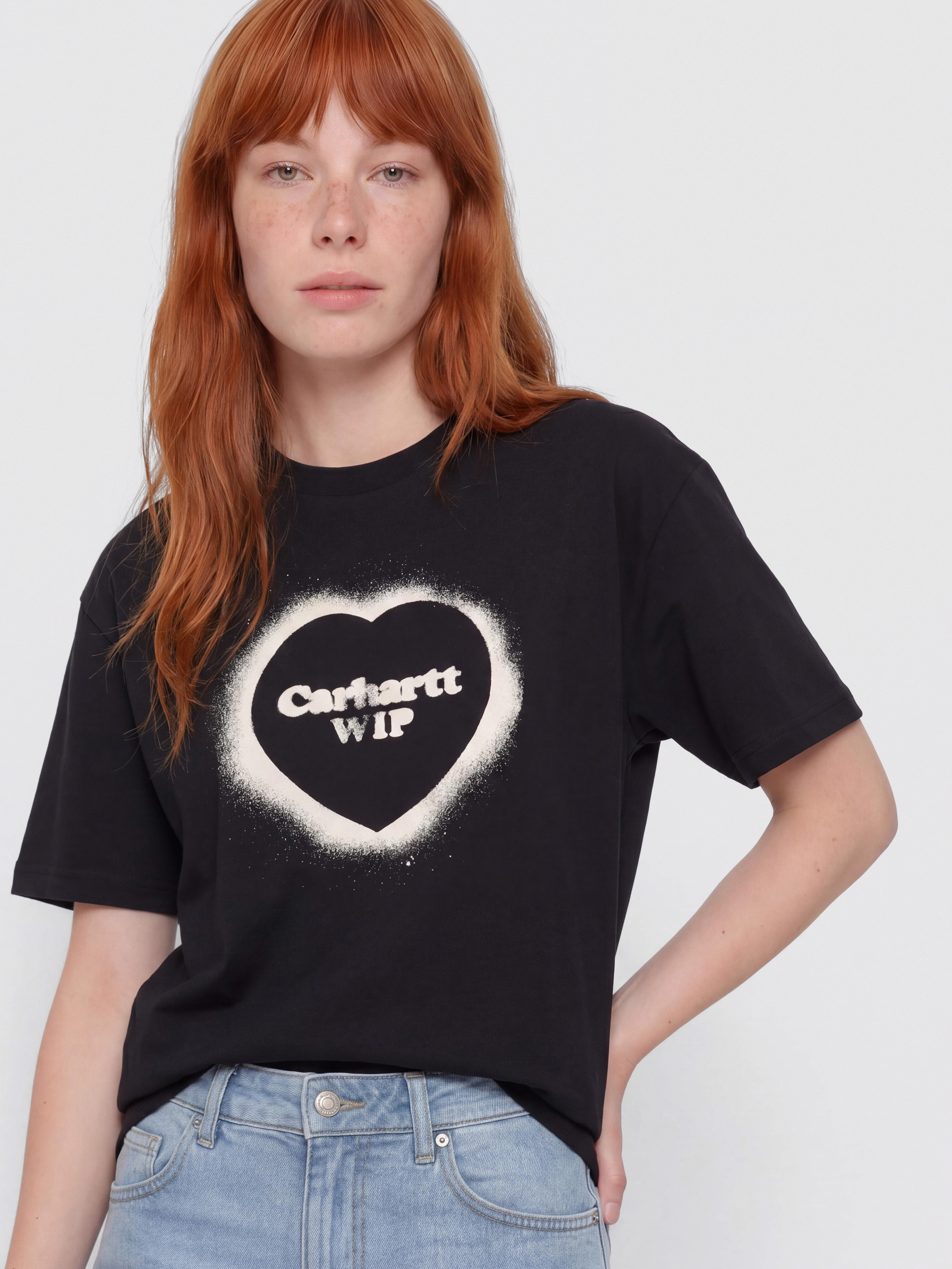 Tricou Carhartt WIP Spray Heart Wmn (black)