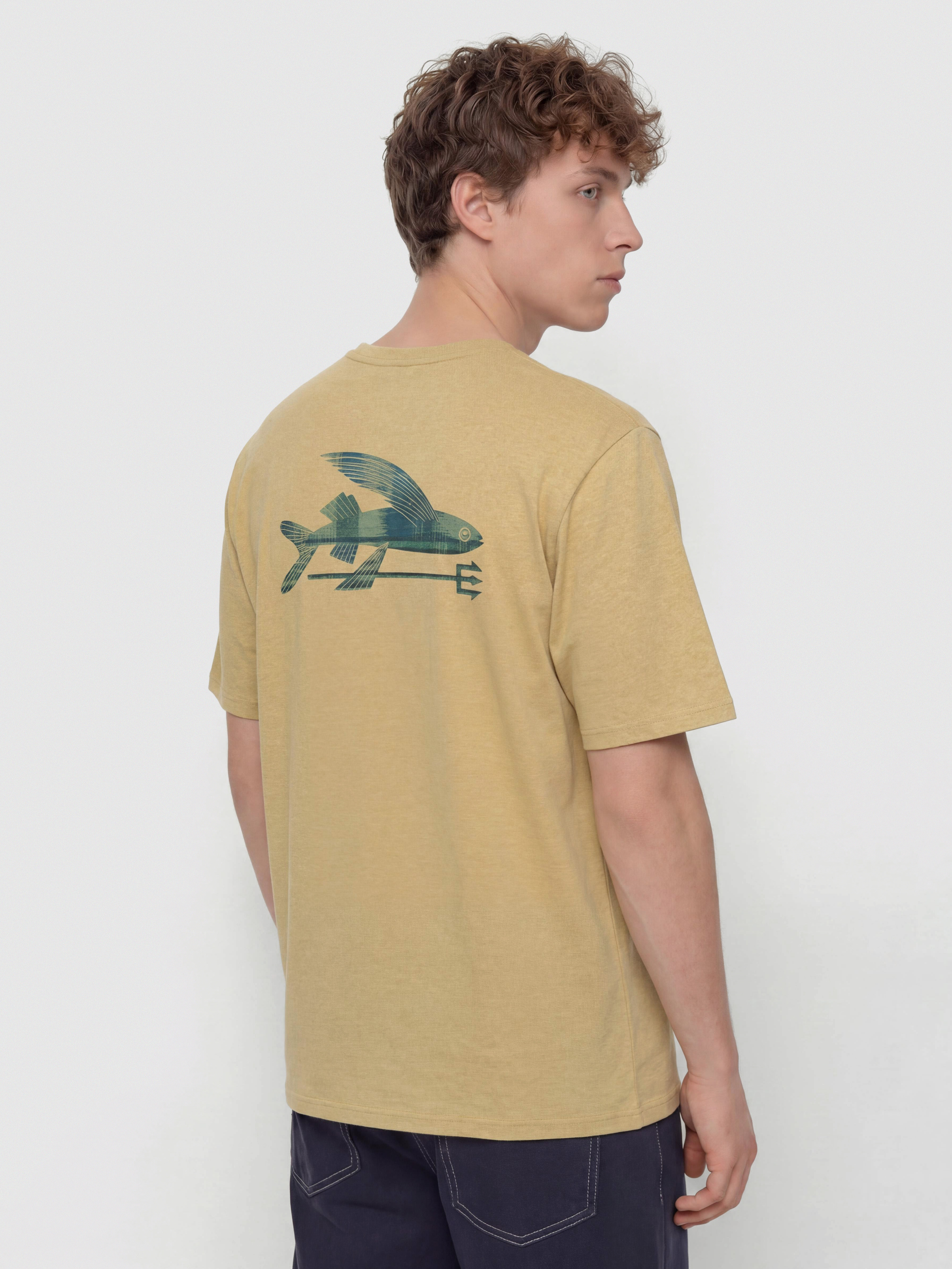 Tricou Patagonia Flying Fish (limestone yellow/heritage fitz)