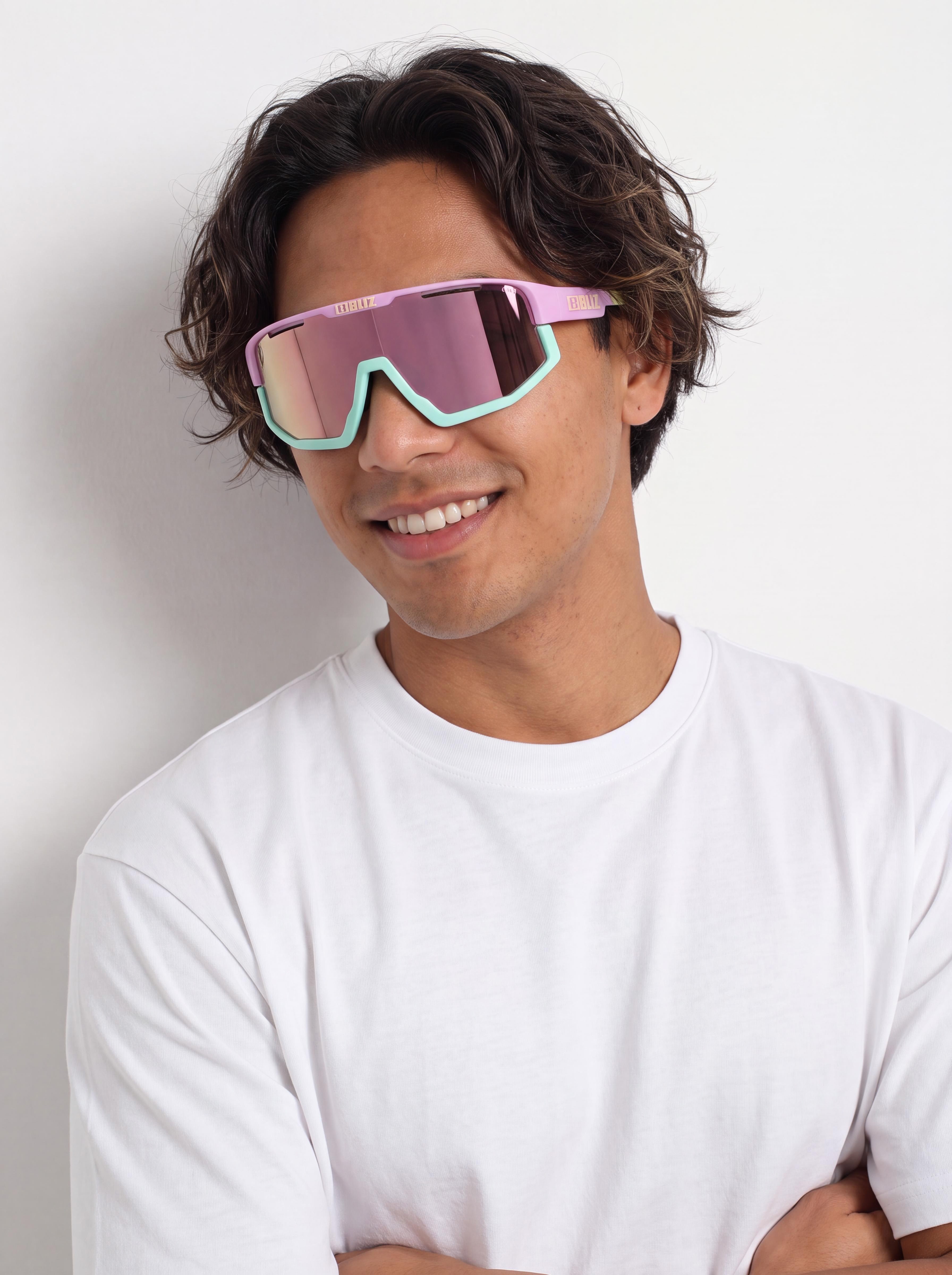 Ochelari de soare Bliz Fusion (matt pastel purple w yellow logo matt mint jawbone + spare jawbone in yellow/brown w pink multi)