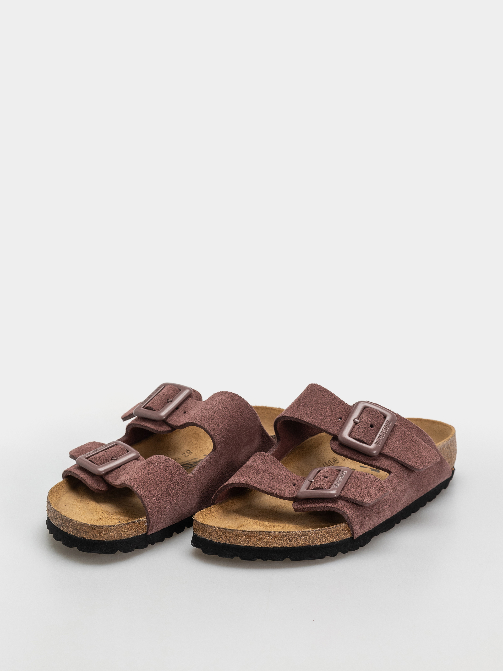 Șlapi Birkenstock Arizona Suede Leather Cushion Buckle Narrow Wmn (pepper)