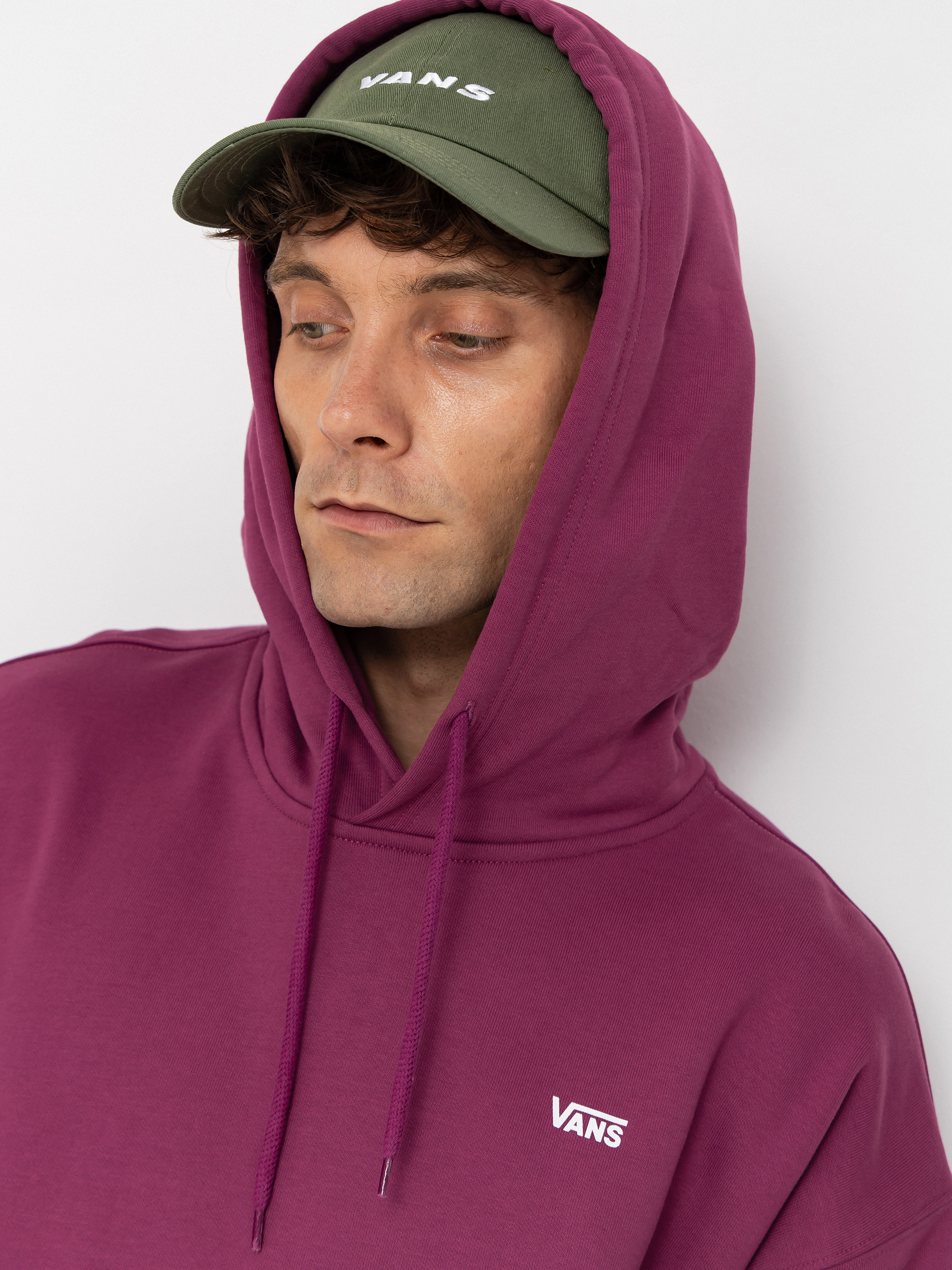 Hanorac cu glugă Vans Left Chest HD (mystic mulberry)