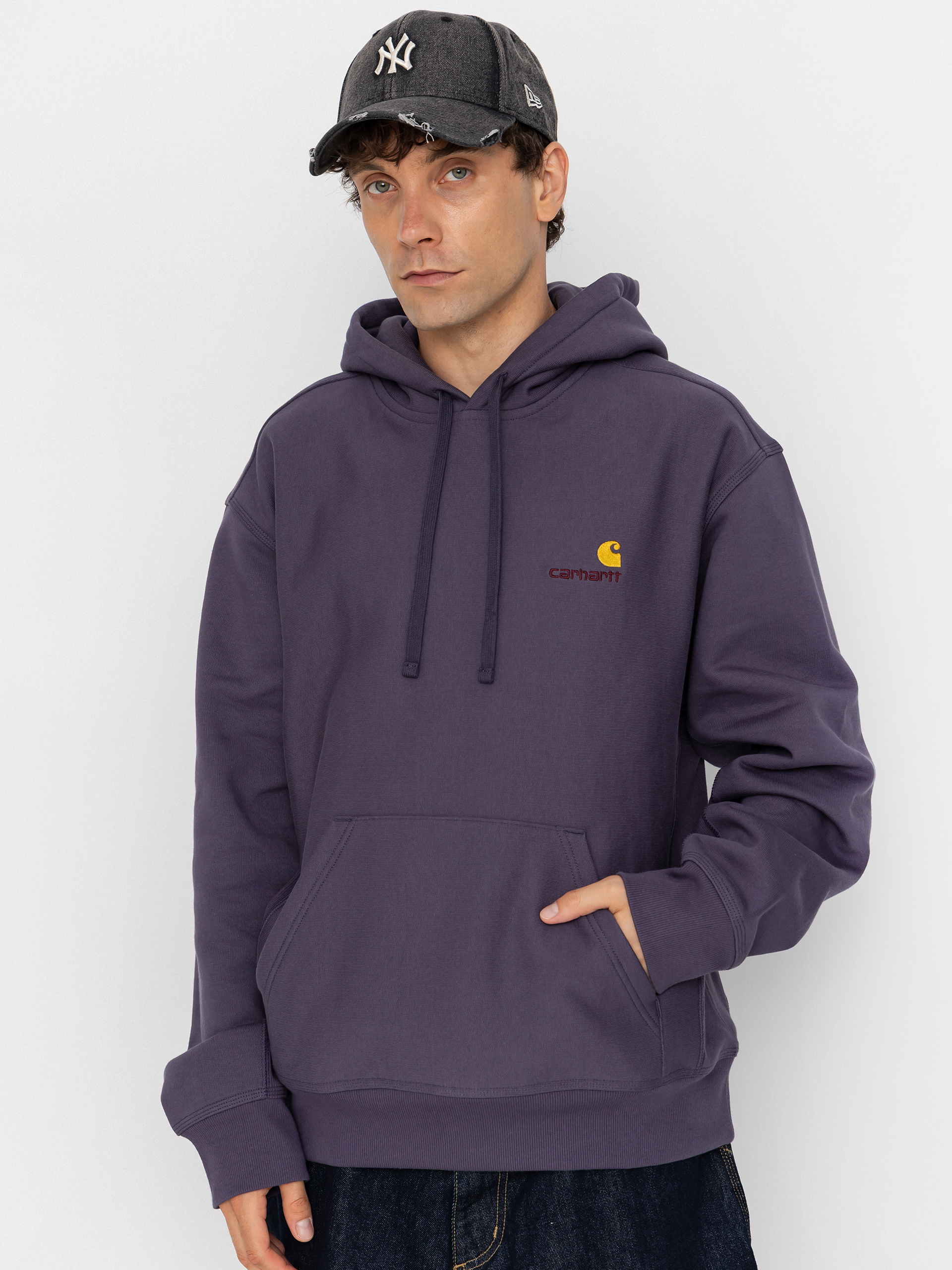 Hanorac cu glugă Carhartt WIP American Script HD (shady purple)