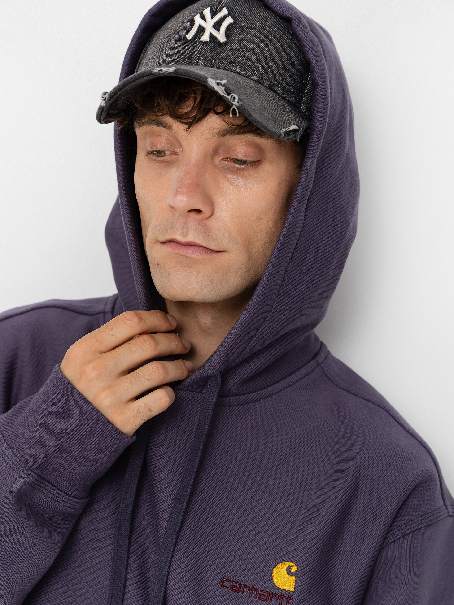 Hanorac cu glugă Carhartt WIP American Script HD (shady purple)