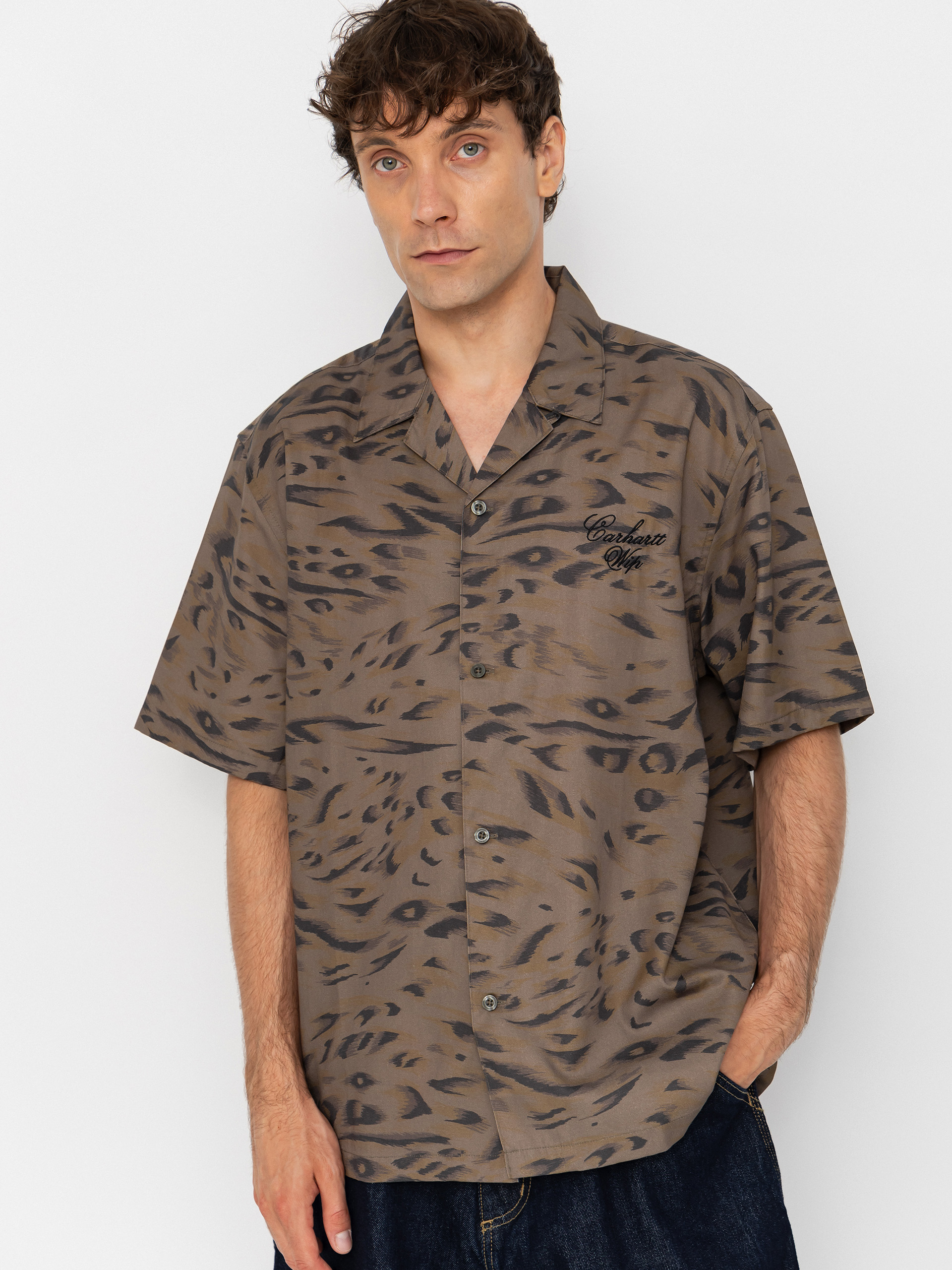 Cămașă Carhartt WIP Travon (duck feather print cypress/black)