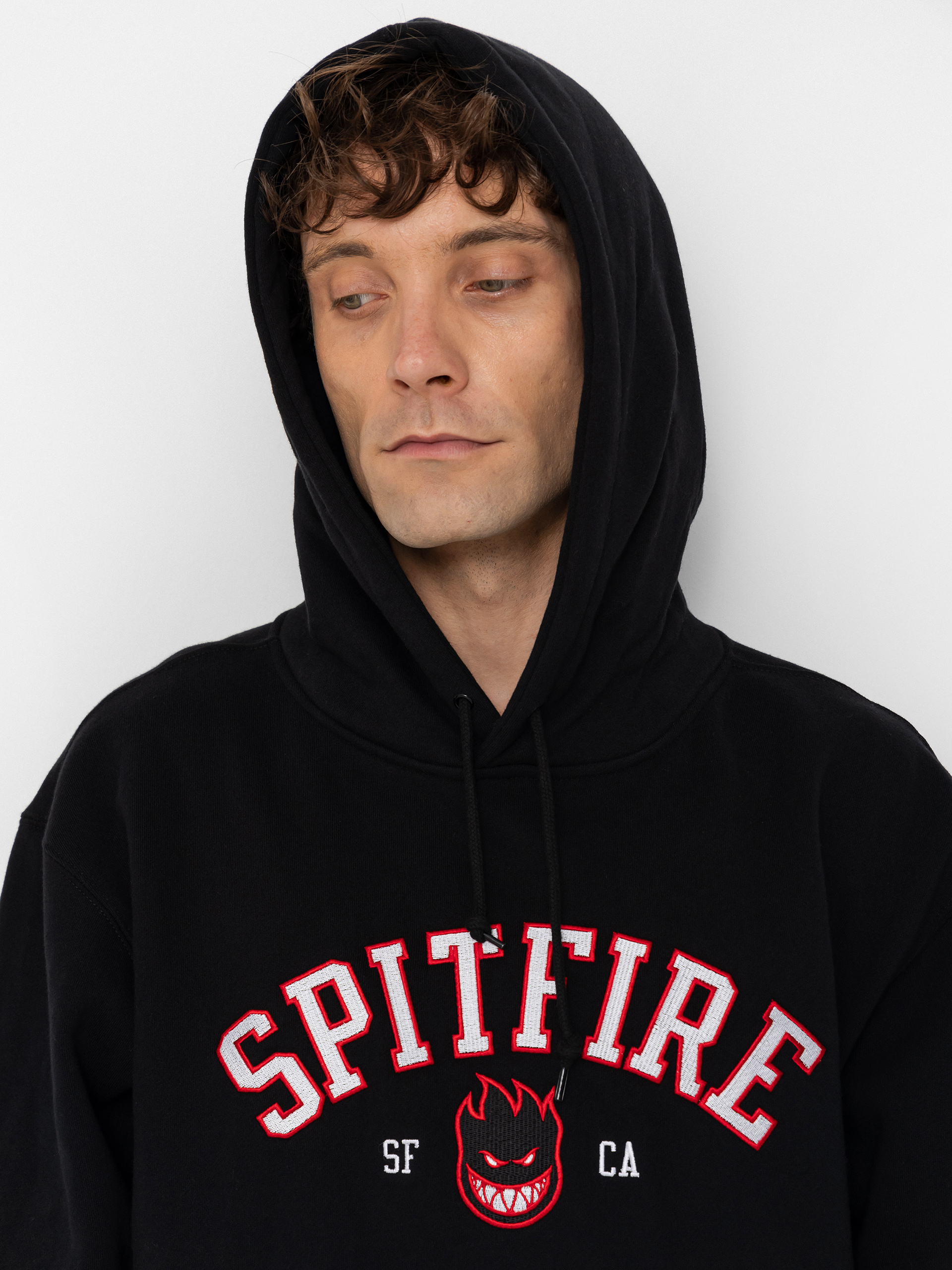 Hanorac cu glugă Spitfire Team Bighead HD (black w/red white black embroidery)