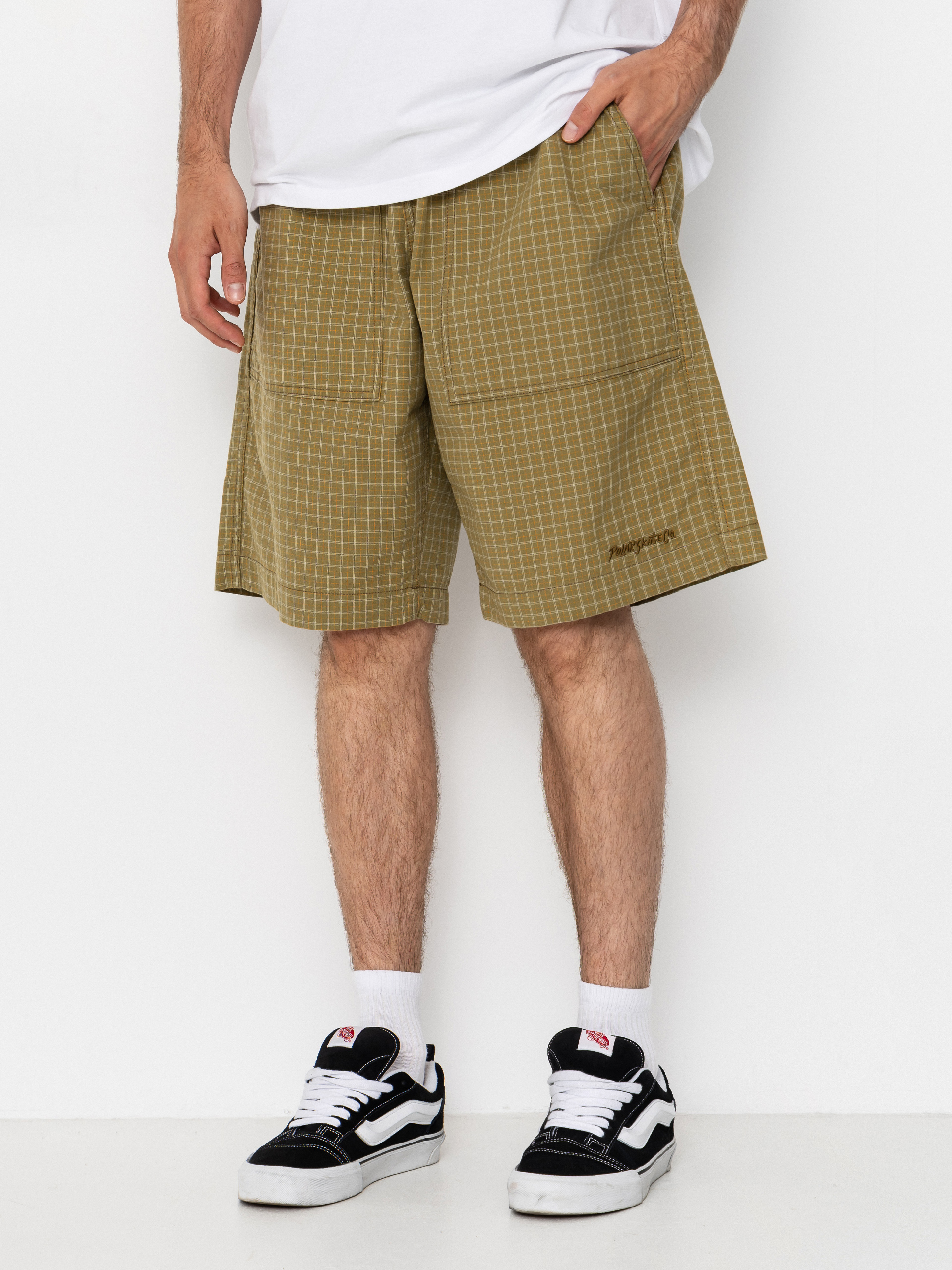 Pantaloni scurți Polar Skate Hike Cotton (olive check)