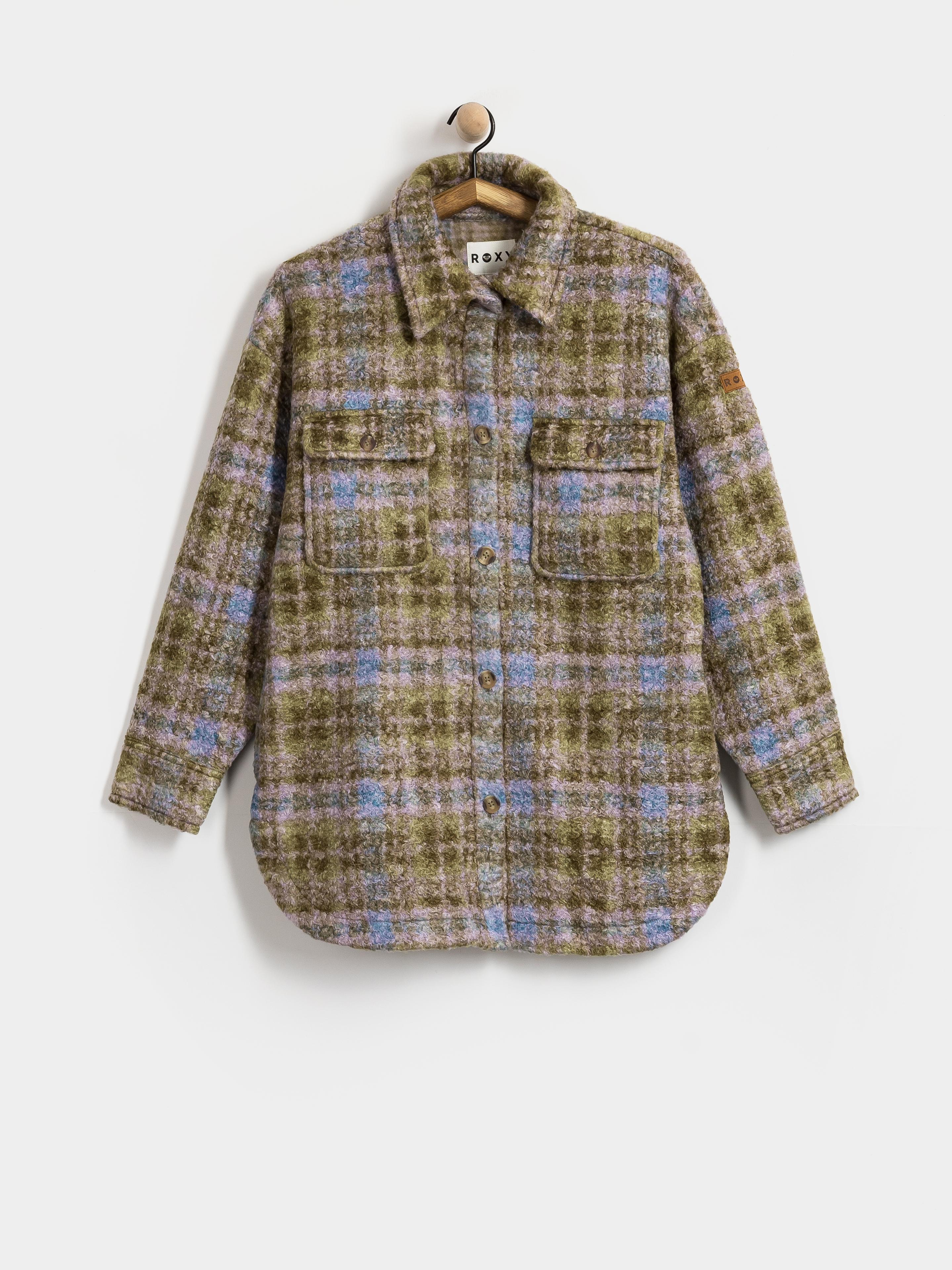 Pentru femei Hanorac din fleece Roxy Over And Above (oil green tartan plaid)