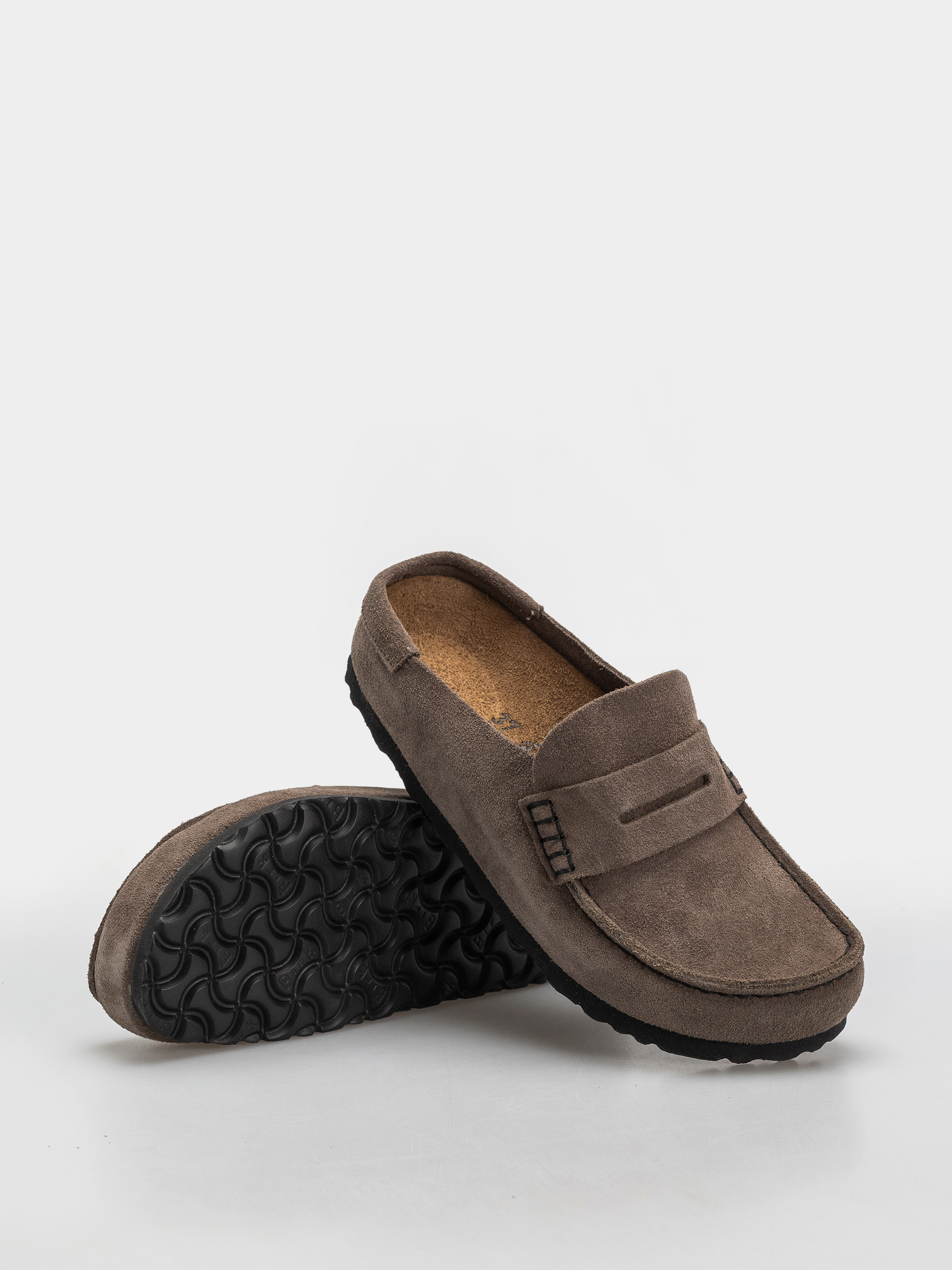 Șlapi Birkenstock Naples Wrapped Suede Leather Narrow (concrete gray)