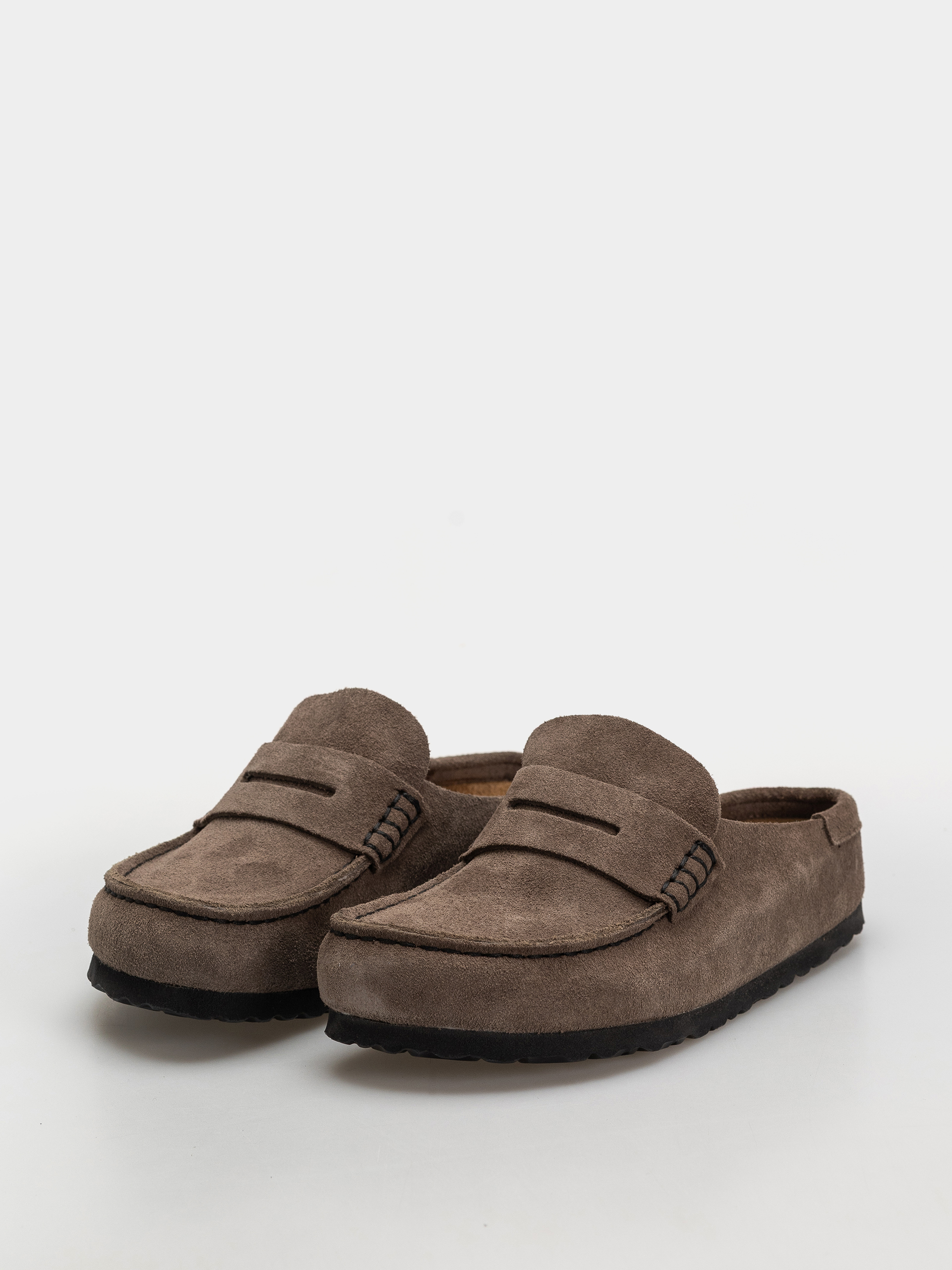 Șlapi Birkenstock Naples Wrapped Suede Leather Narrow (concrete gray)