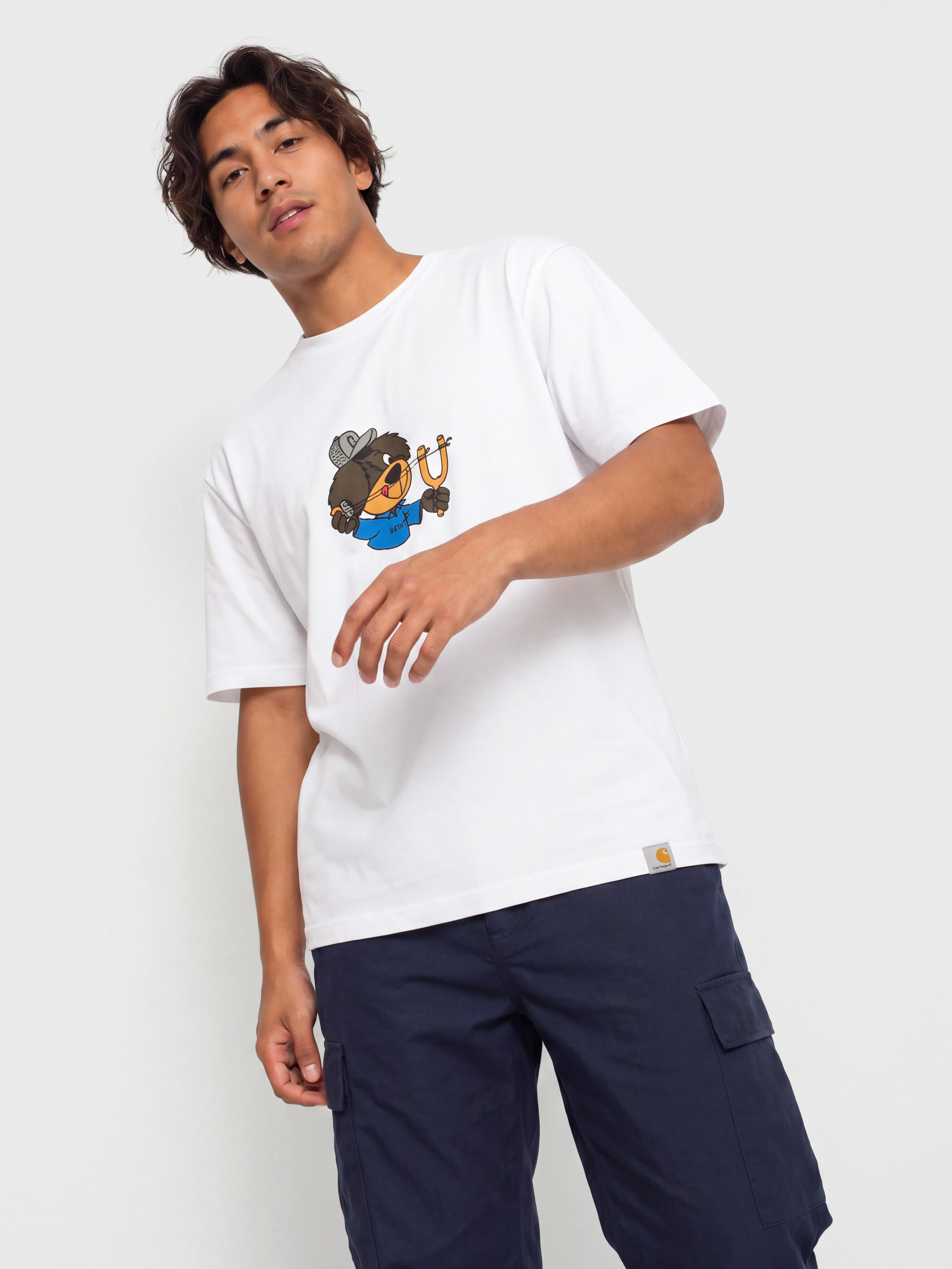Tricou Carhartt WIP Slingshot (white/heavy enzyme wash)