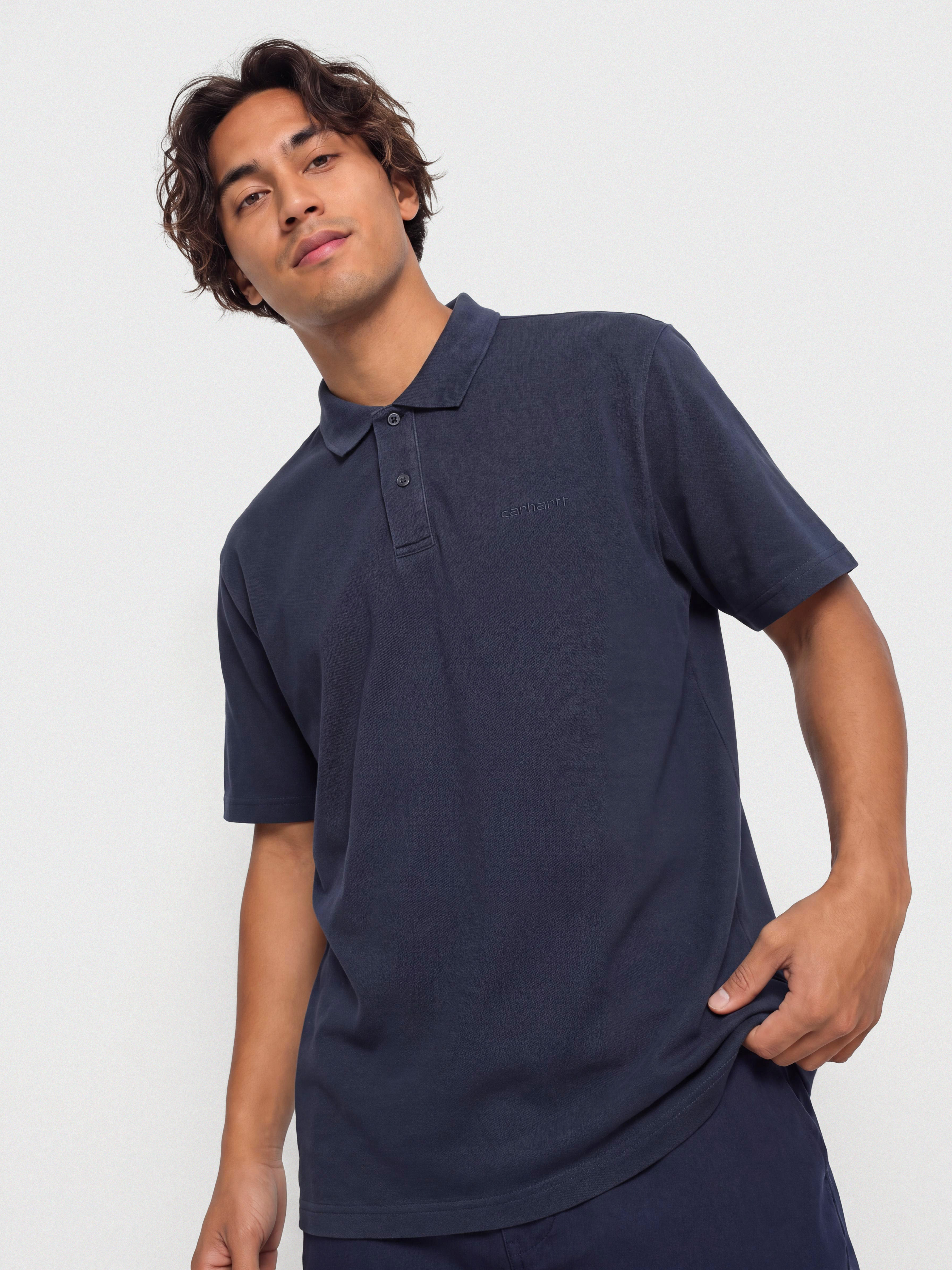 Tricou Carhartt WIP Wayne Polo (dark navy/garment dyed)