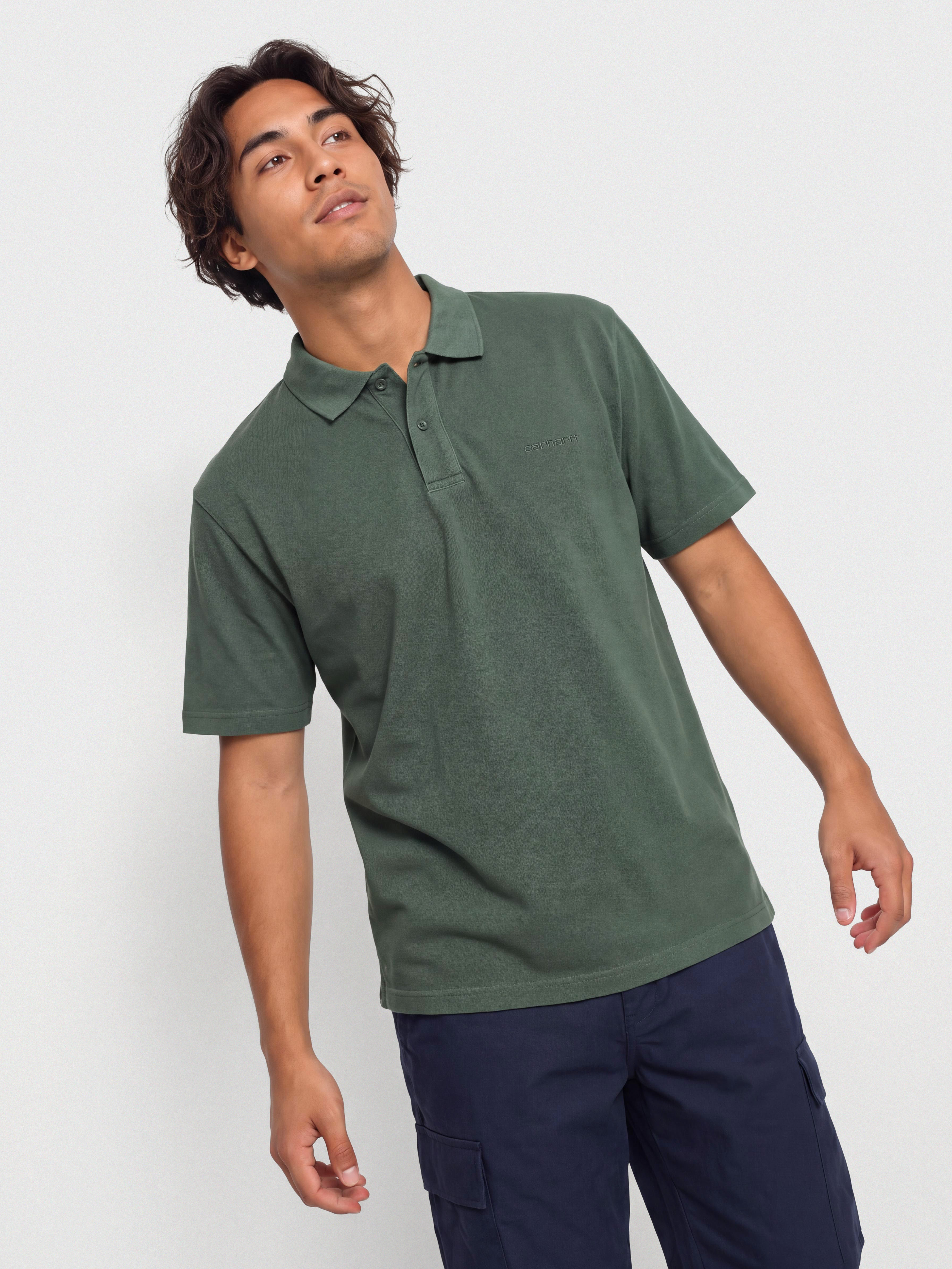 Tricou Carhartt WIP Wayne Polo (dark scarab/garment dyed)