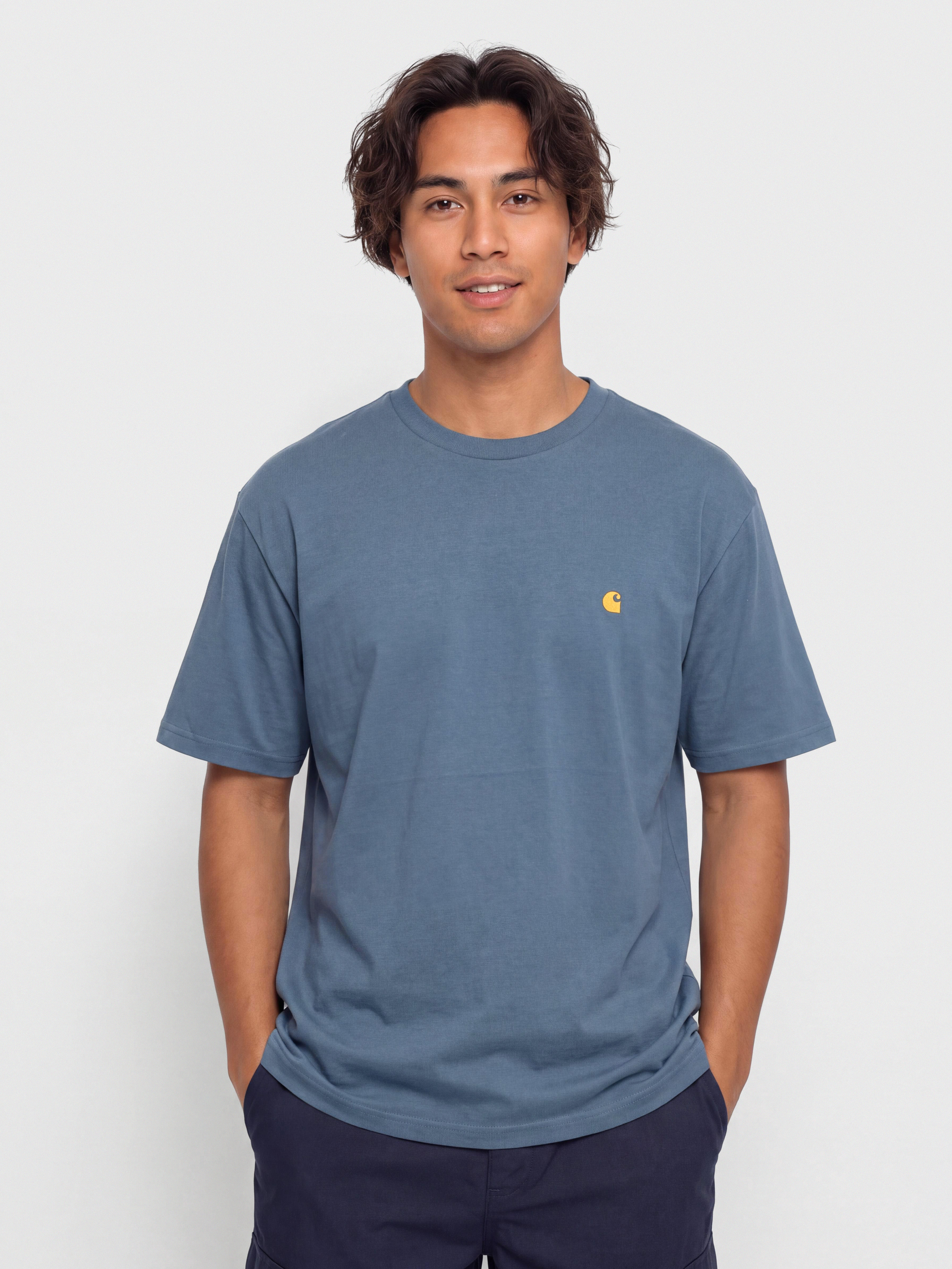Tricou Carhartt WIP Chase (icesheet/gold)