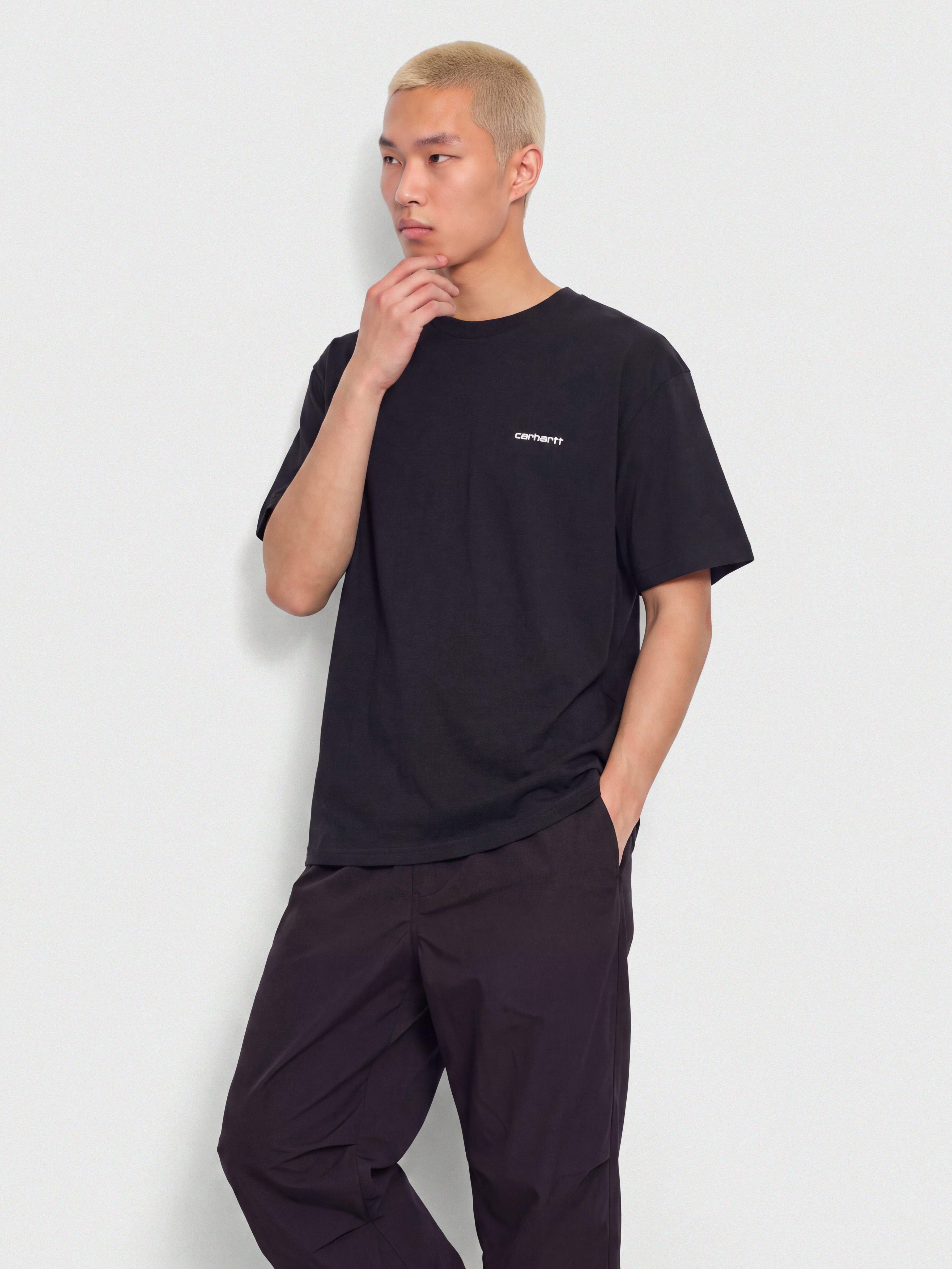 Tricou Carhartt WIP Script Embroidery (dark navy/white)