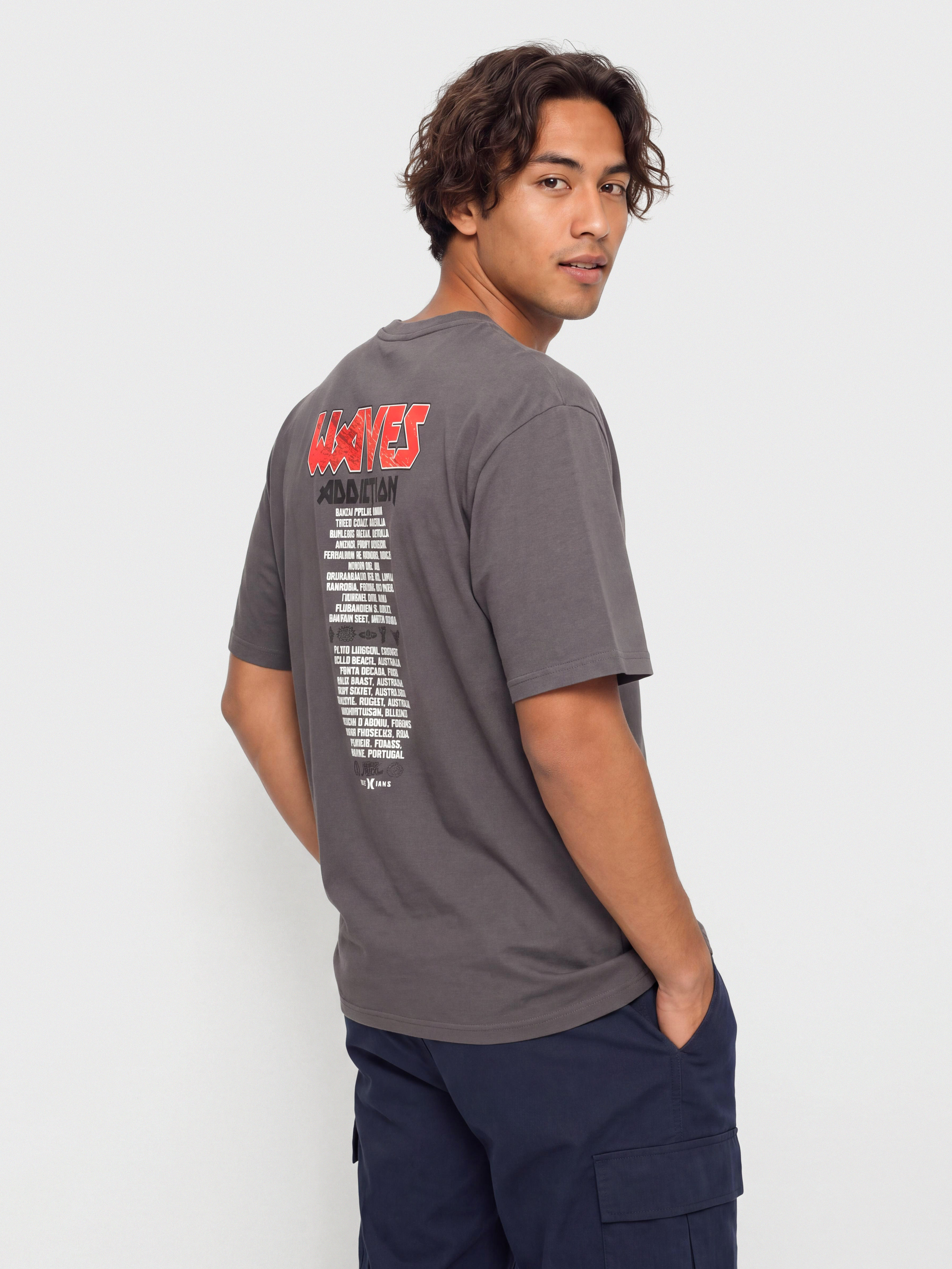 Tricou Hurley Wave Addiction (dark stone grey)