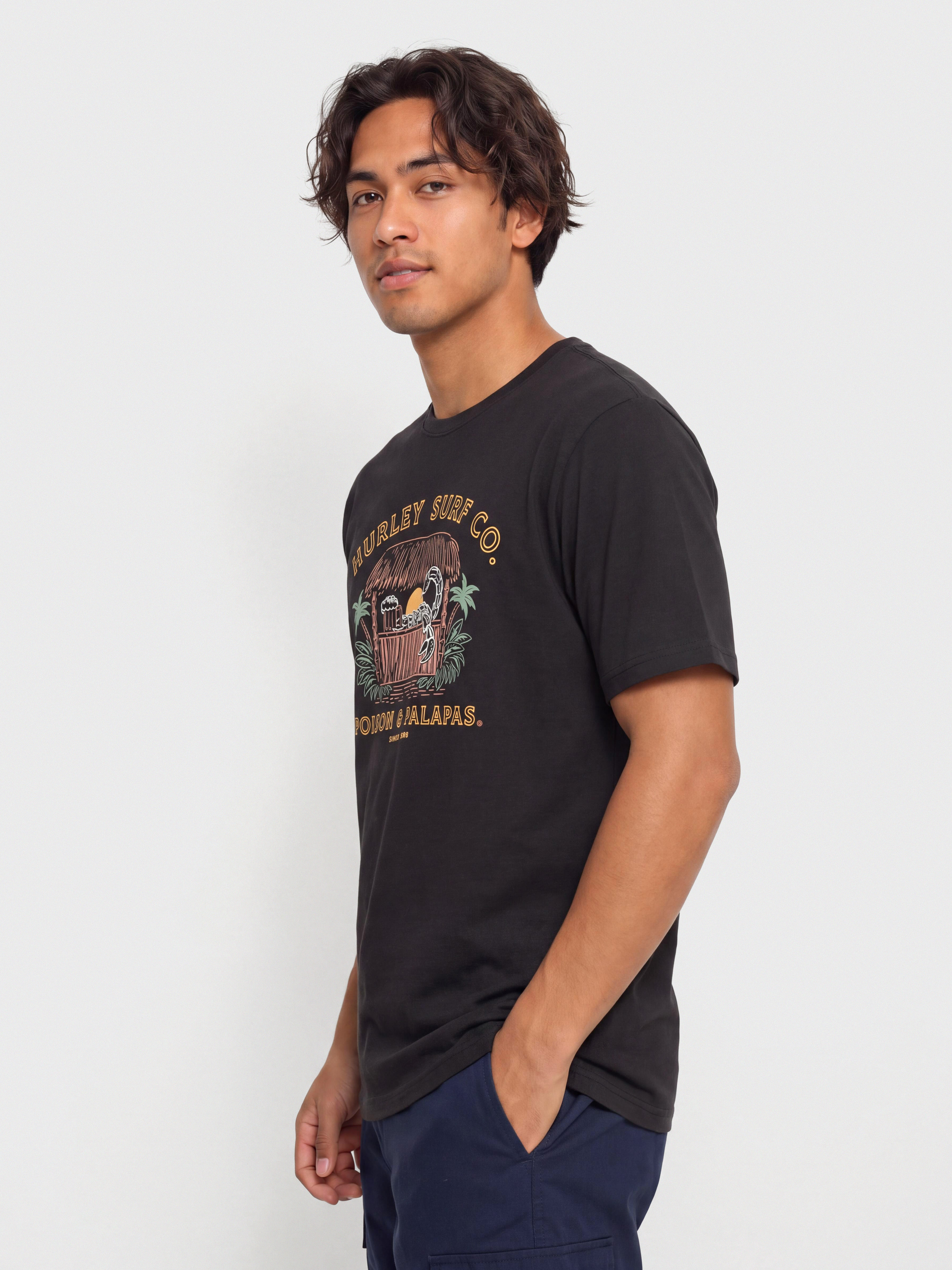 Tricou Hurley Poison And Palapas Slub (black)