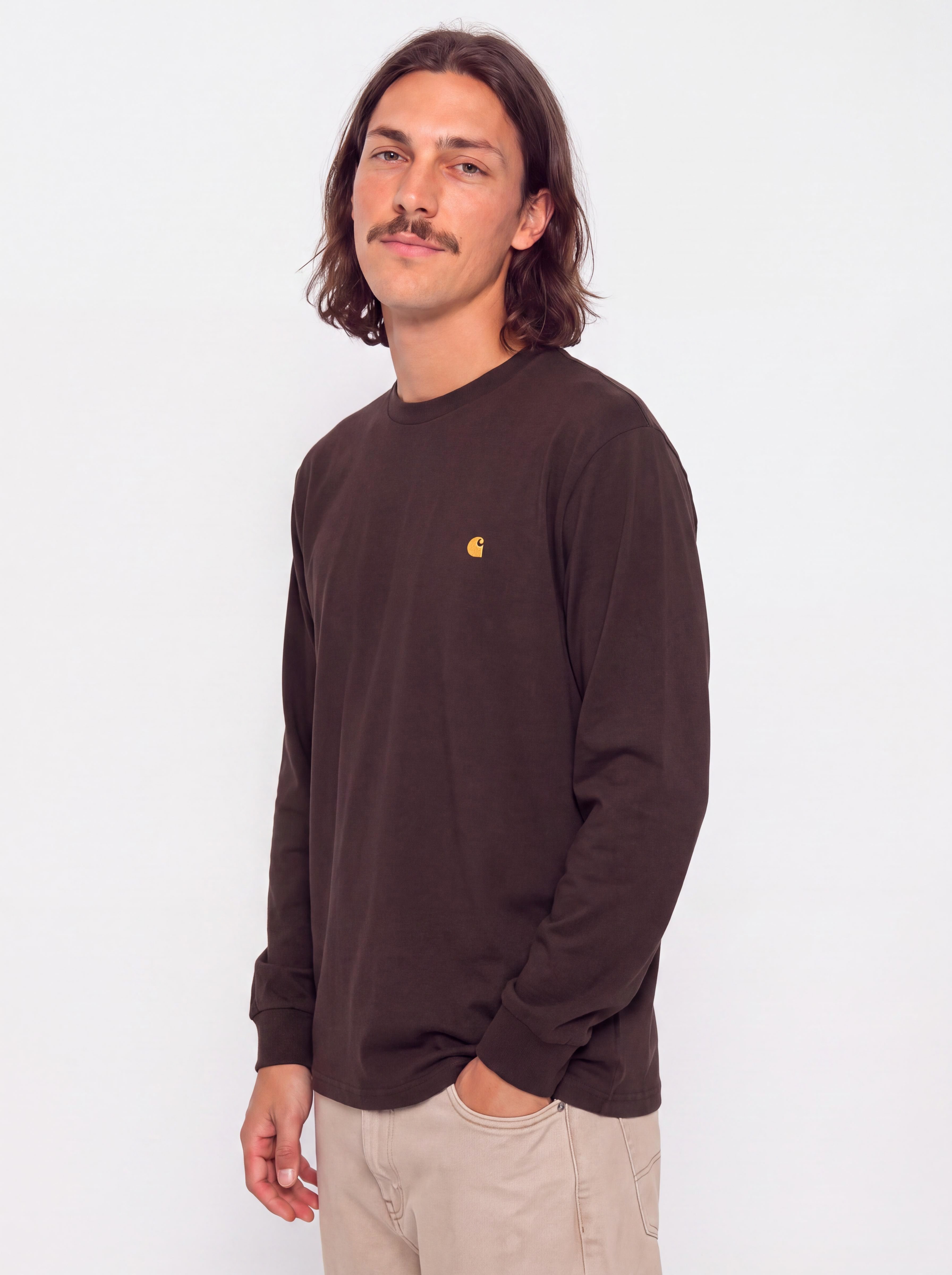 Longsleeve Carhartt WIP Chase (palisander/gold)