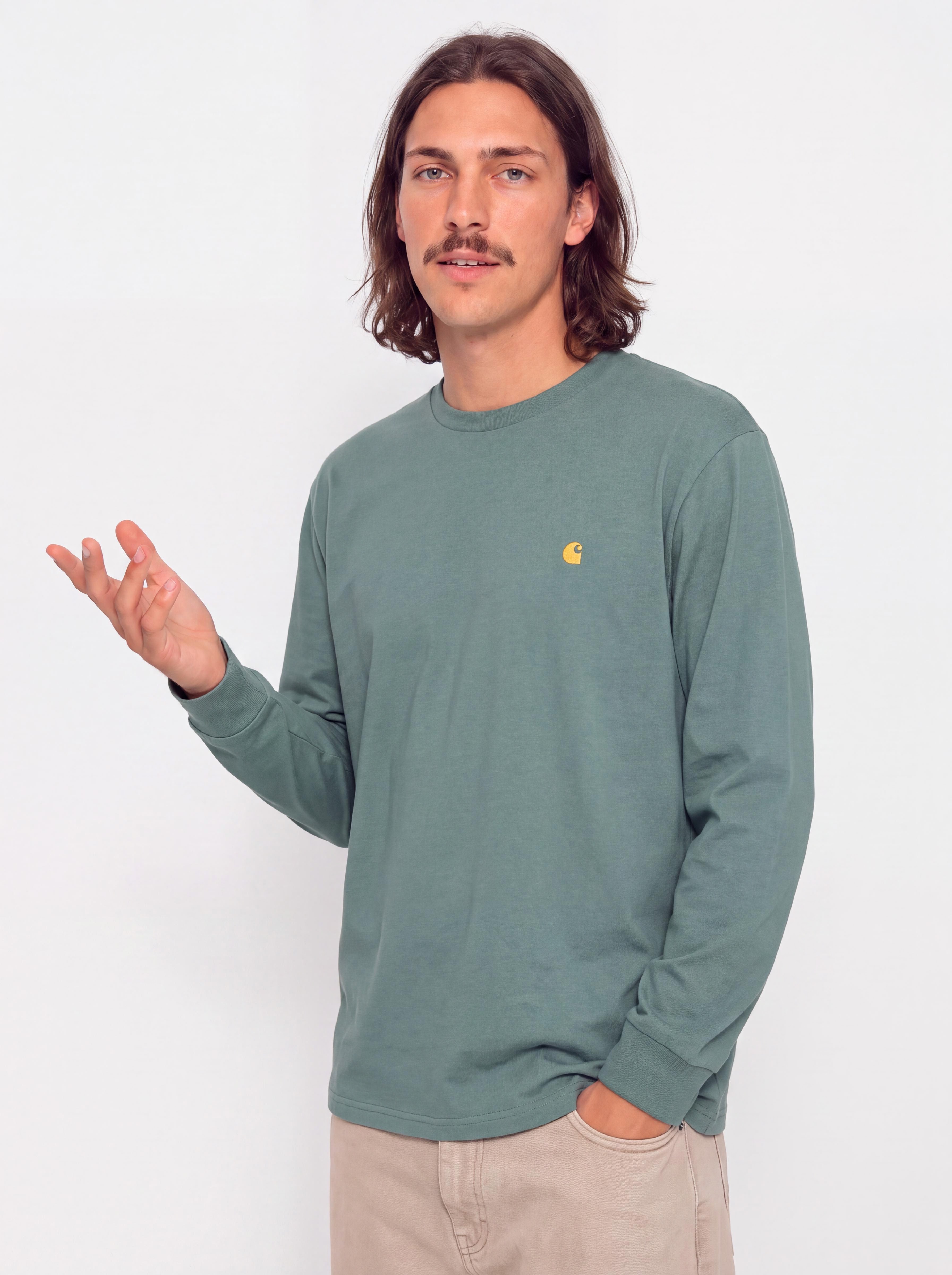 Longsleeve Carhartt WIP Chase (silver pine/gold)