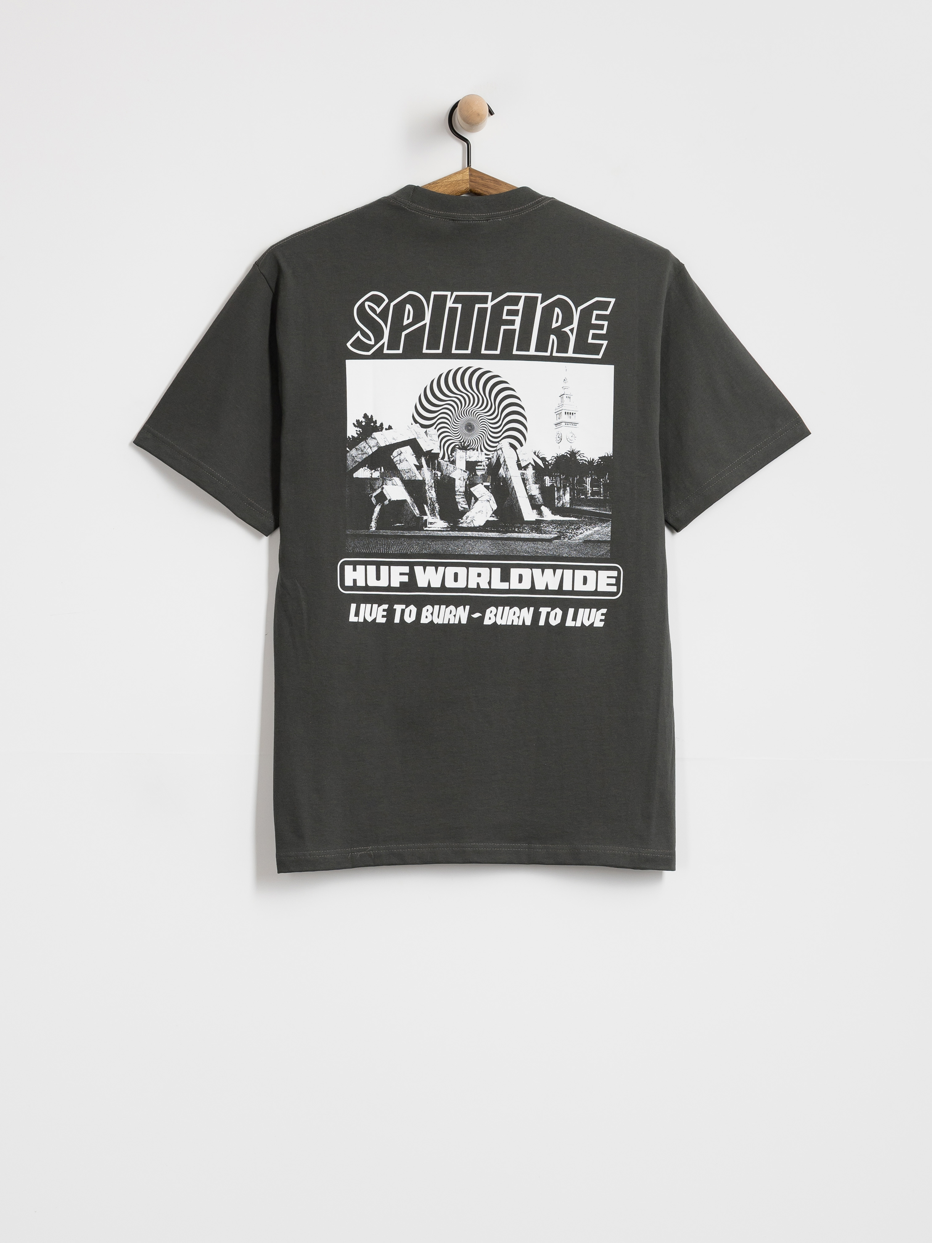 Tricou HUF X Spitfire Burn (washed black)