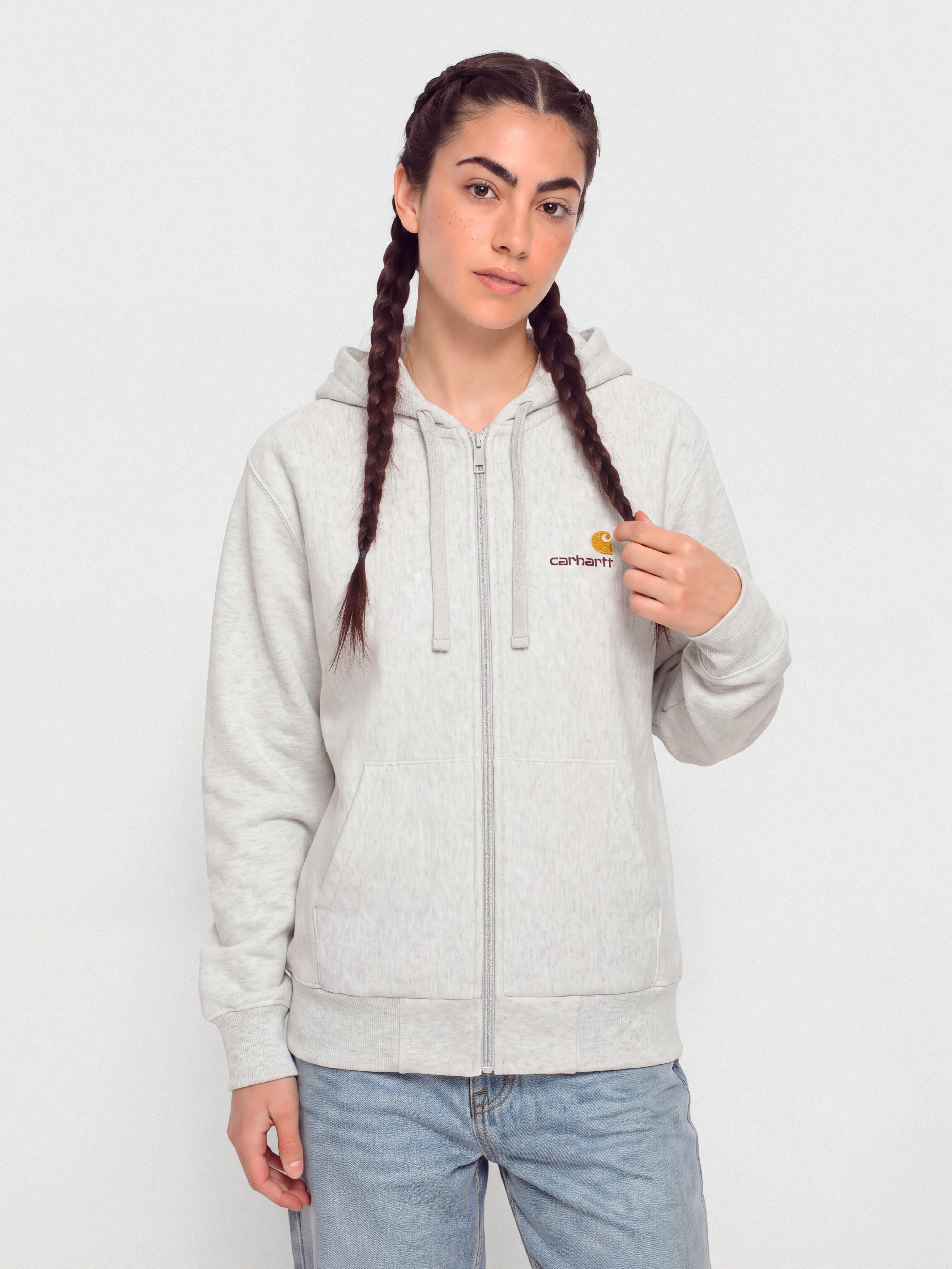 Hanorac cu glugă Carhartt WIP American Script ZHD Wmn (ash heather)