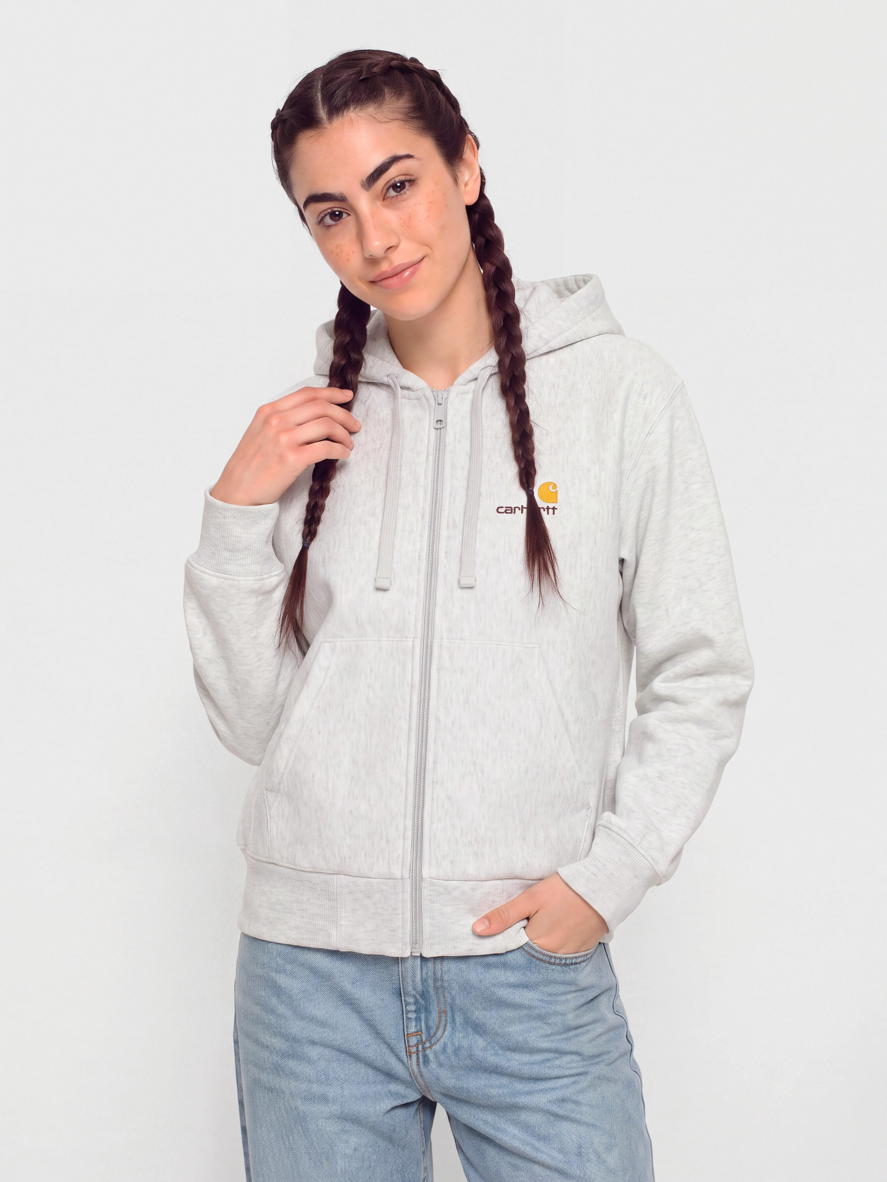Hanorac cu glugu0103 Carhartt WIP American Script ZHD Wmn (ash heather)