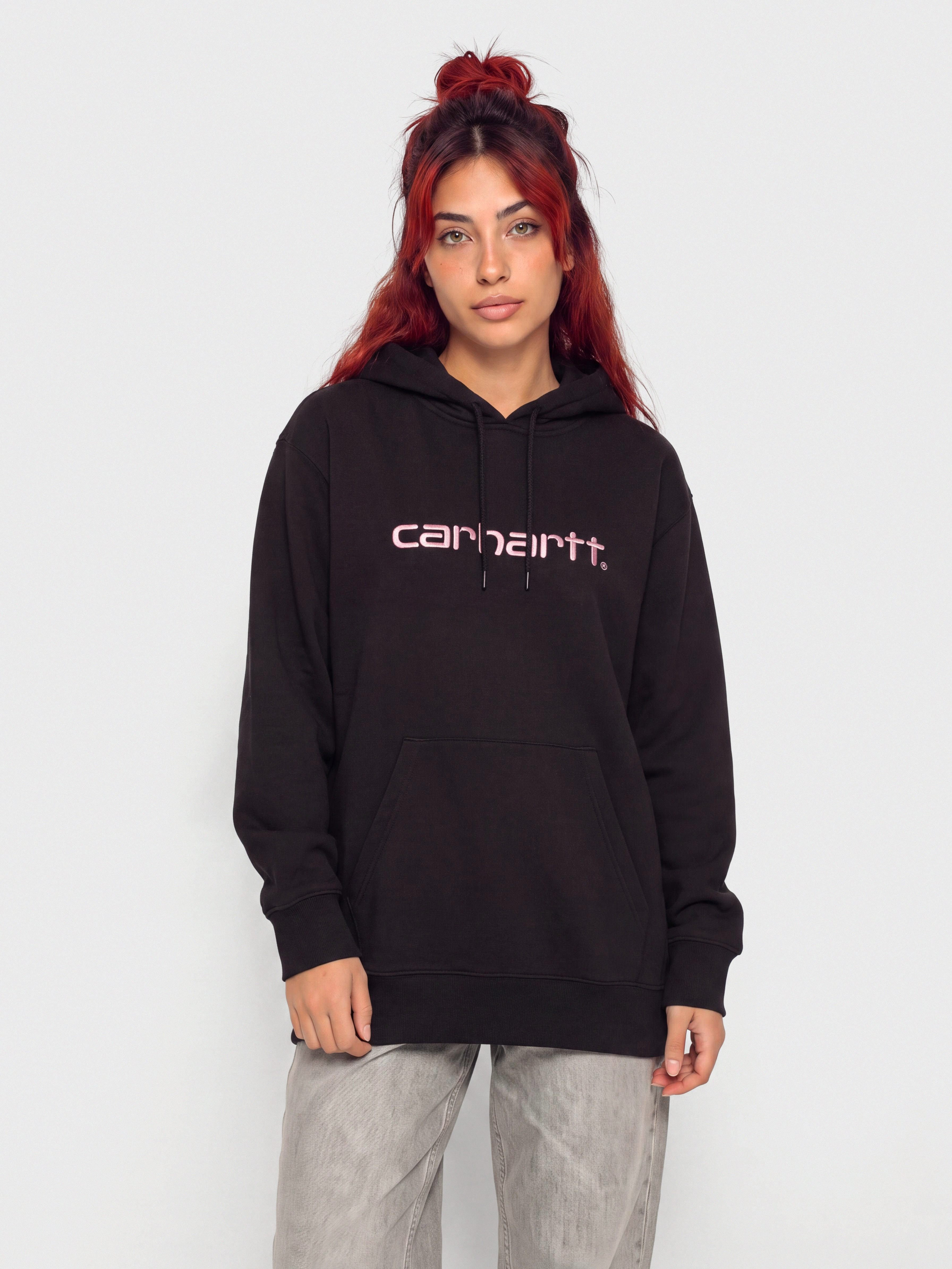 Hanorac cu glugă Carhartt WIP Carhartt HD Wmn (black/hortensia)