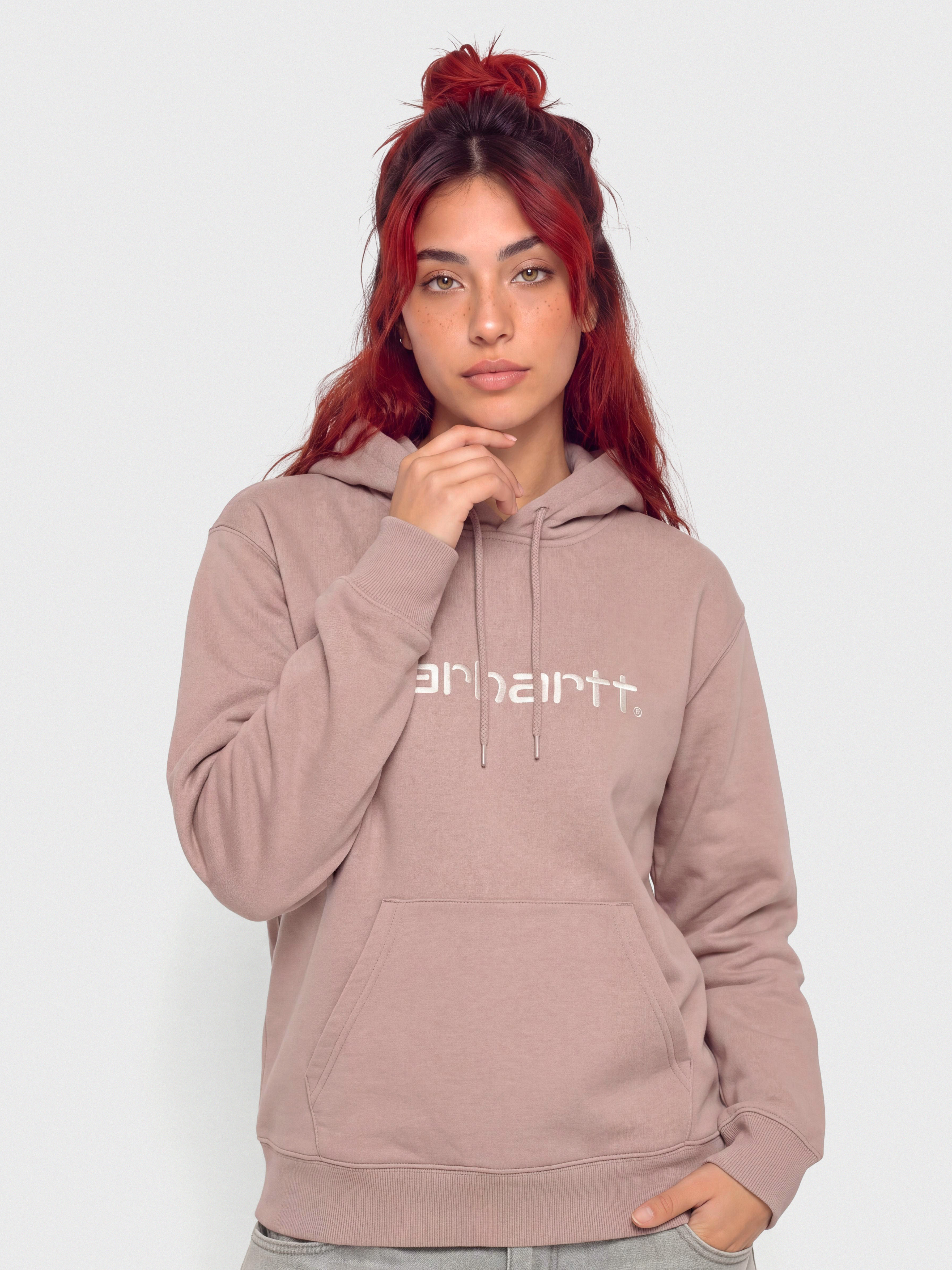 Hanorac cu glugă Carhartt WIP Carhartt HD Wmn (gentle pink/cinnerus)