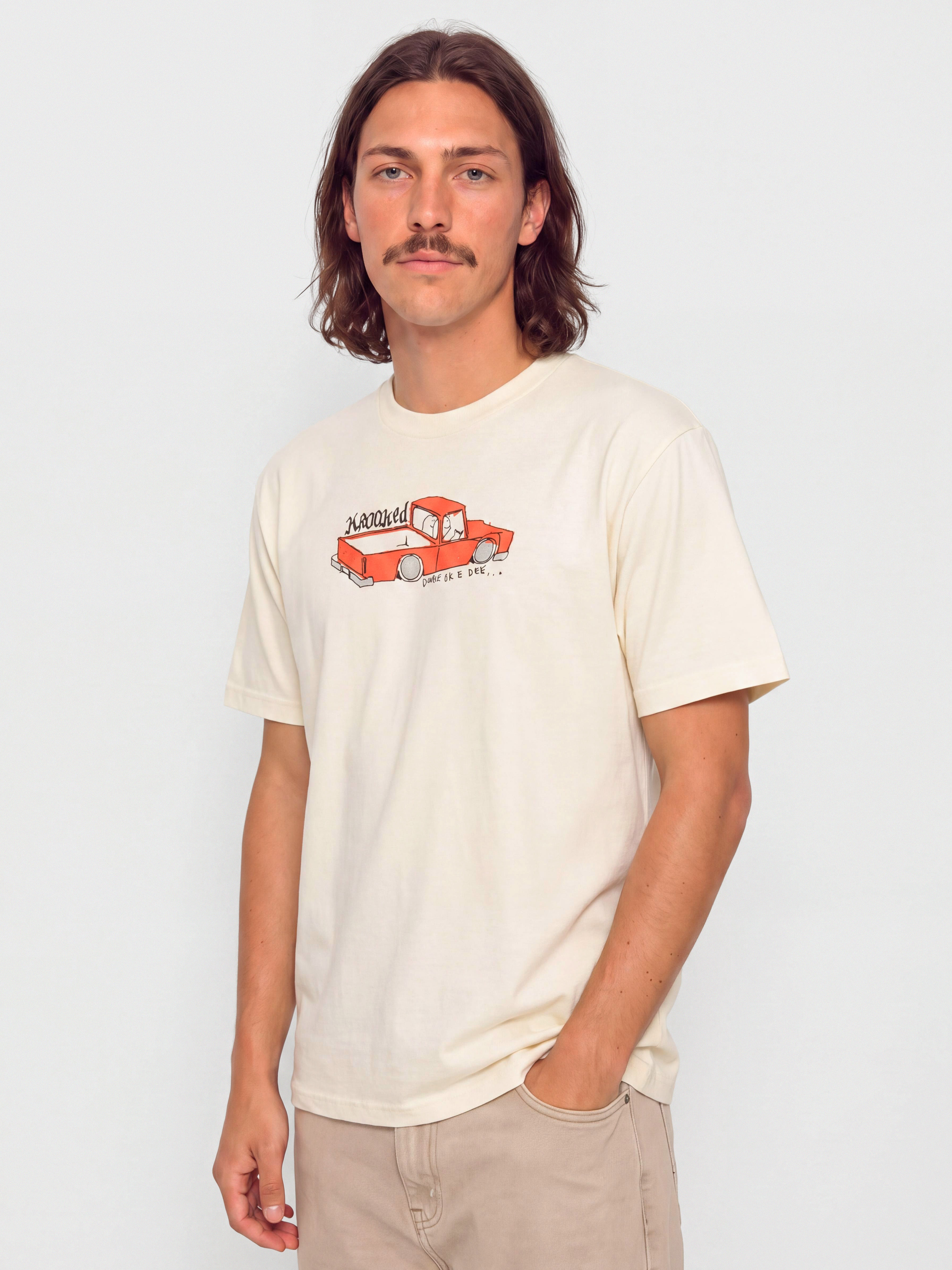 Tricou Krooked Double Ok (cream w/multi color print)