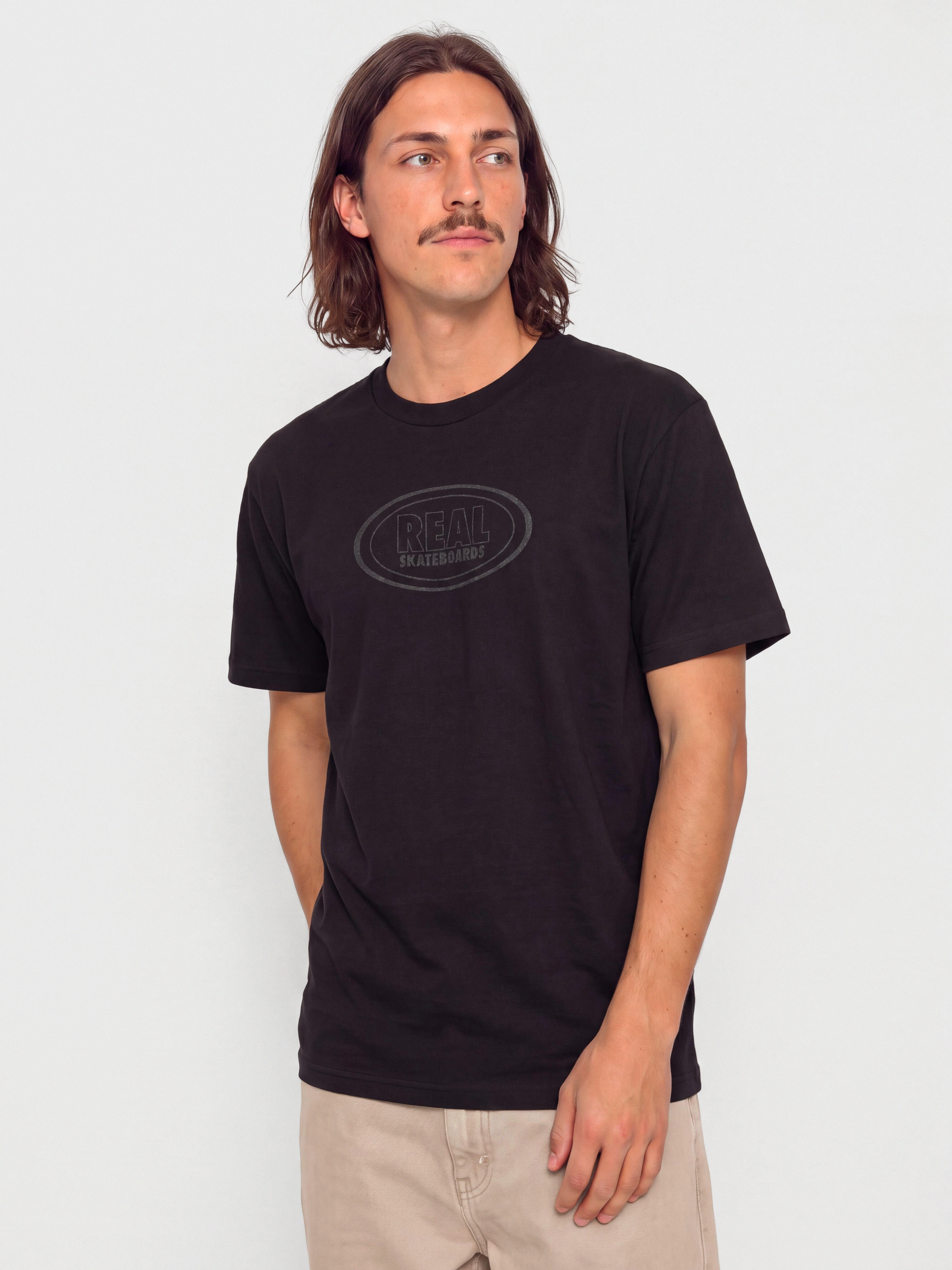 Tricou Real Oval (black w/black tonal print)