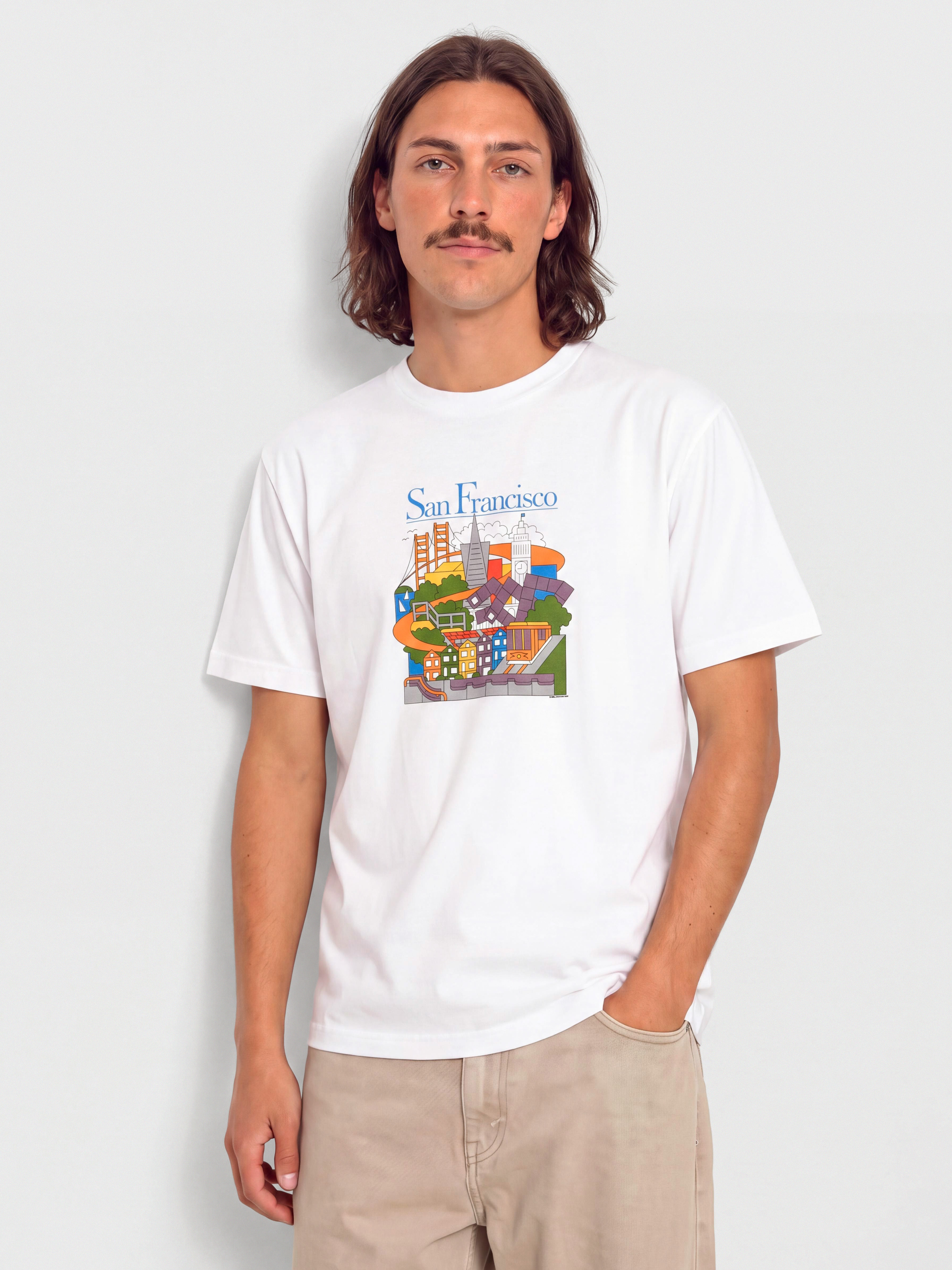 Tricou Real Sf Travel (white w/multi color print)