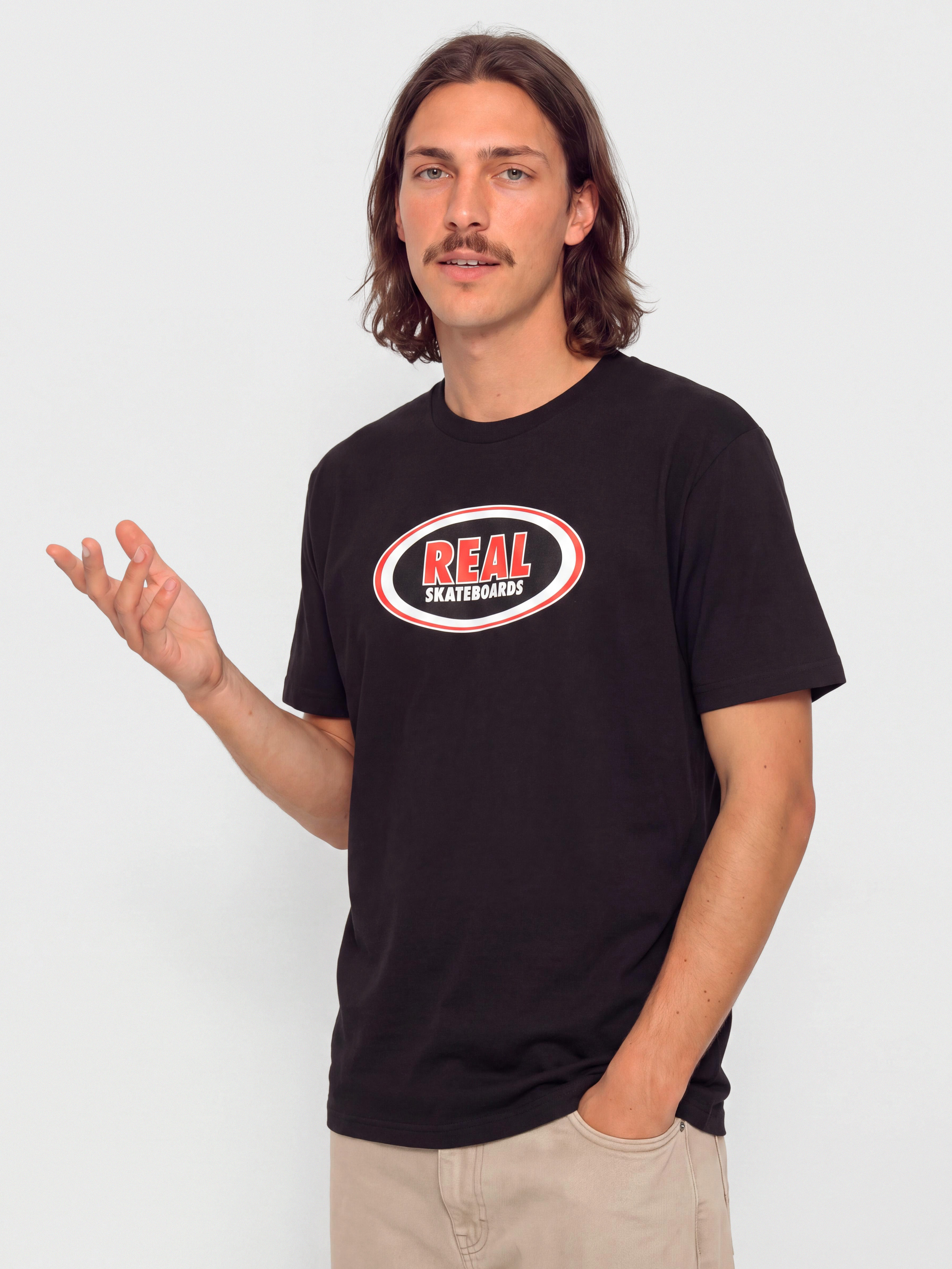 Tricou Real Oval (black w/red white black print)