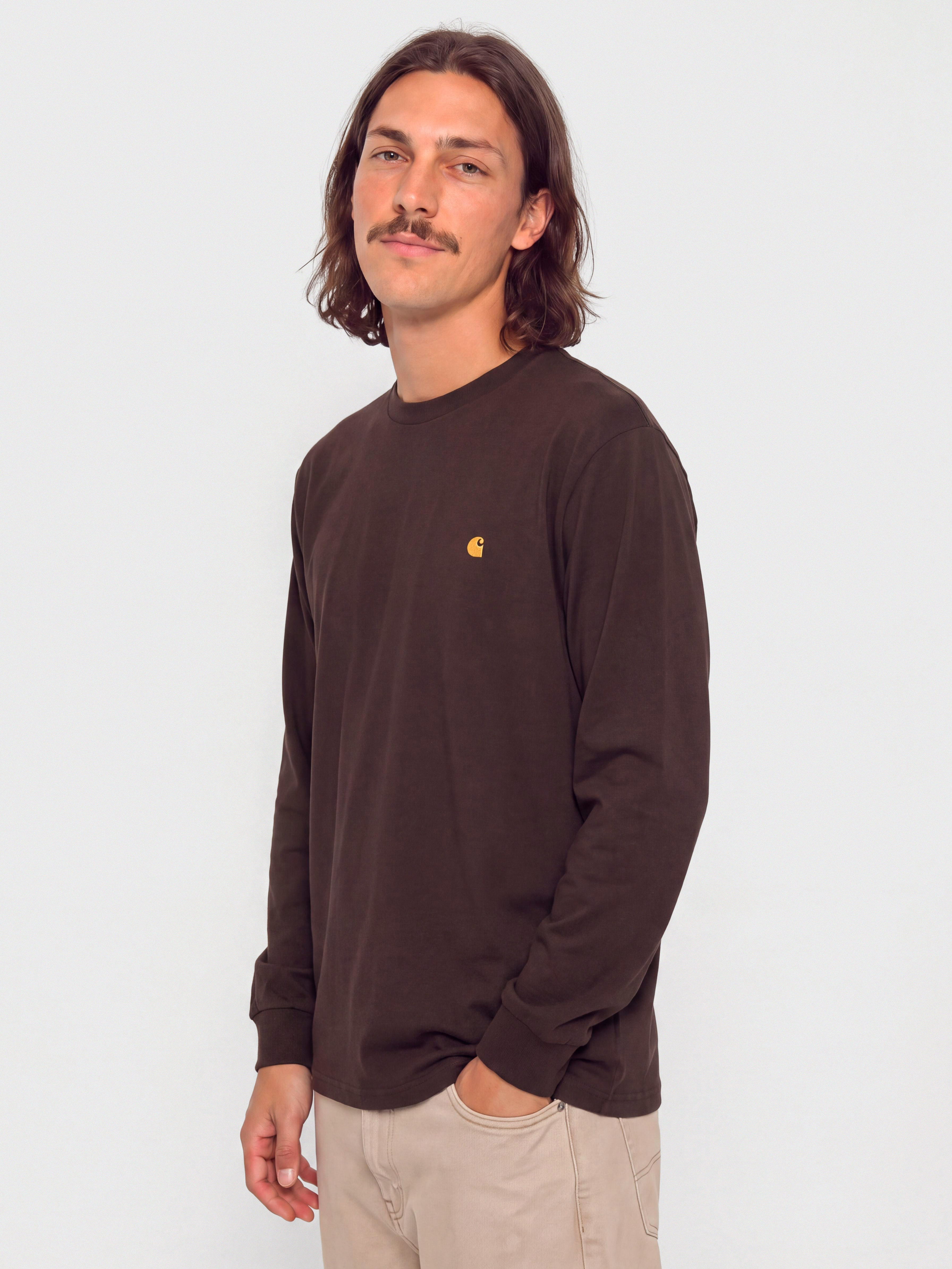 Longsleeve Carhartt WIP Chase (palisander/gold)