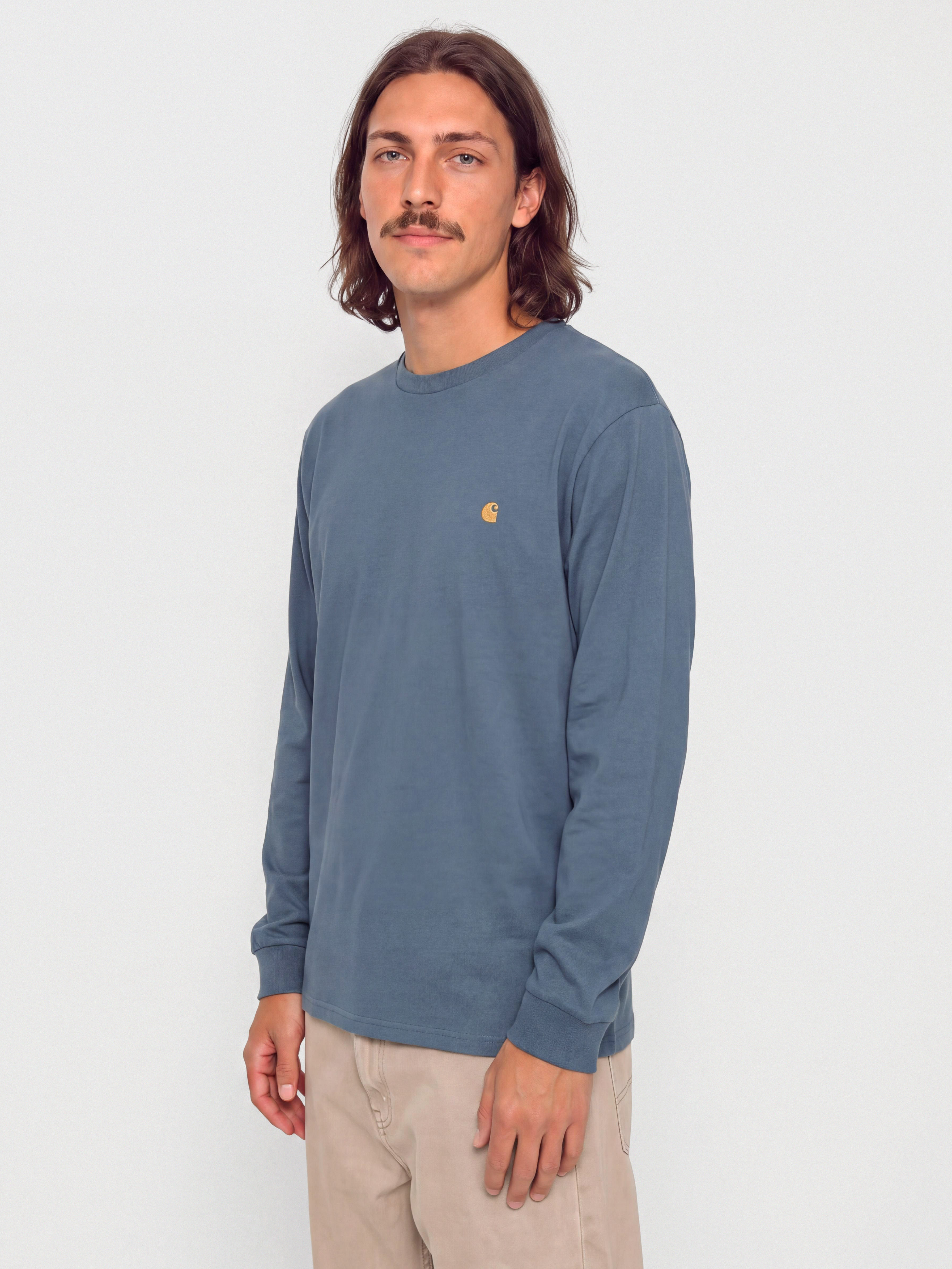 Longsleeve Carhartt WIP Chase (icesheet/gold)