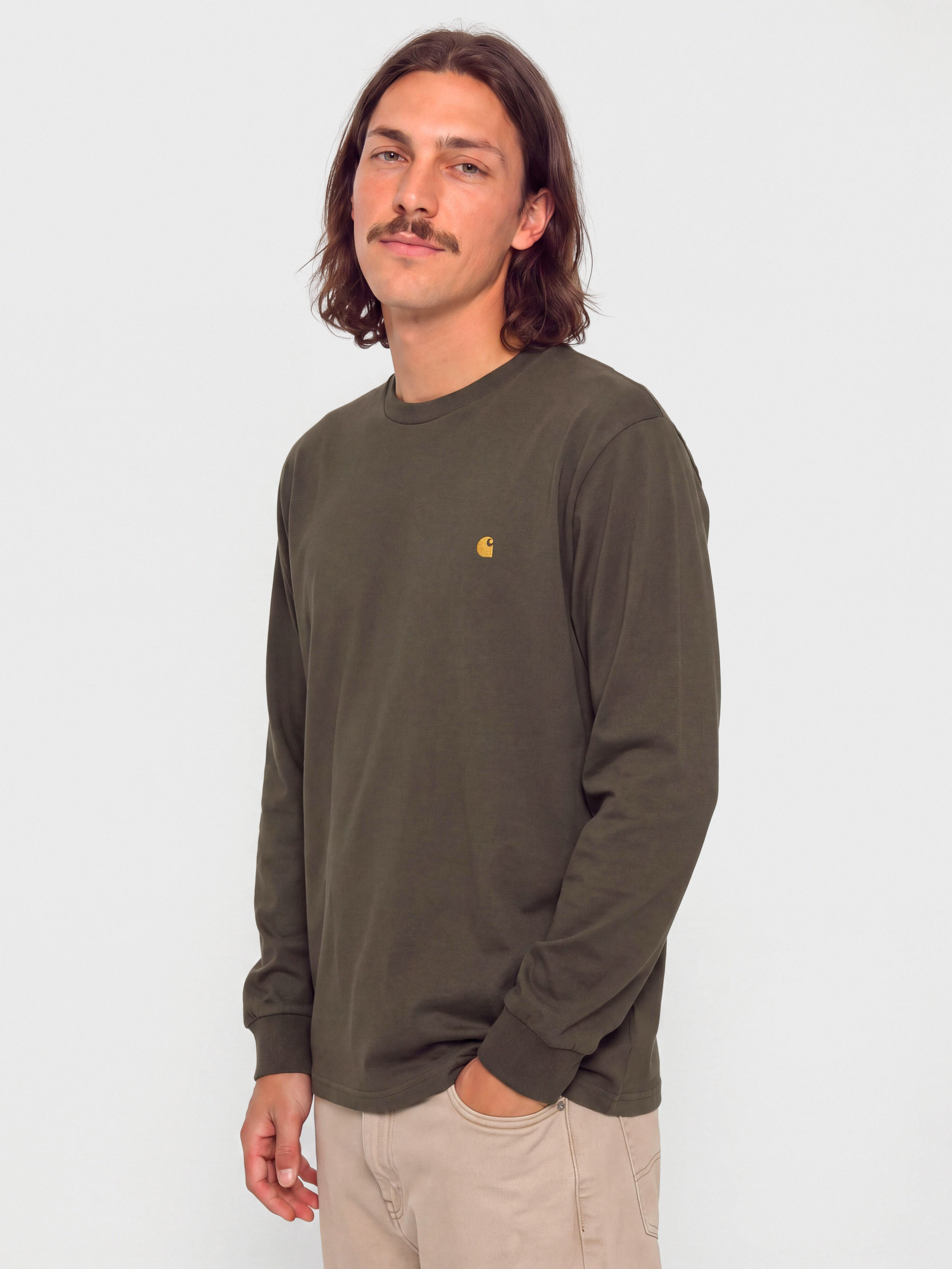 Longsleeve Carhartt WIP Chase (shungite/gold)